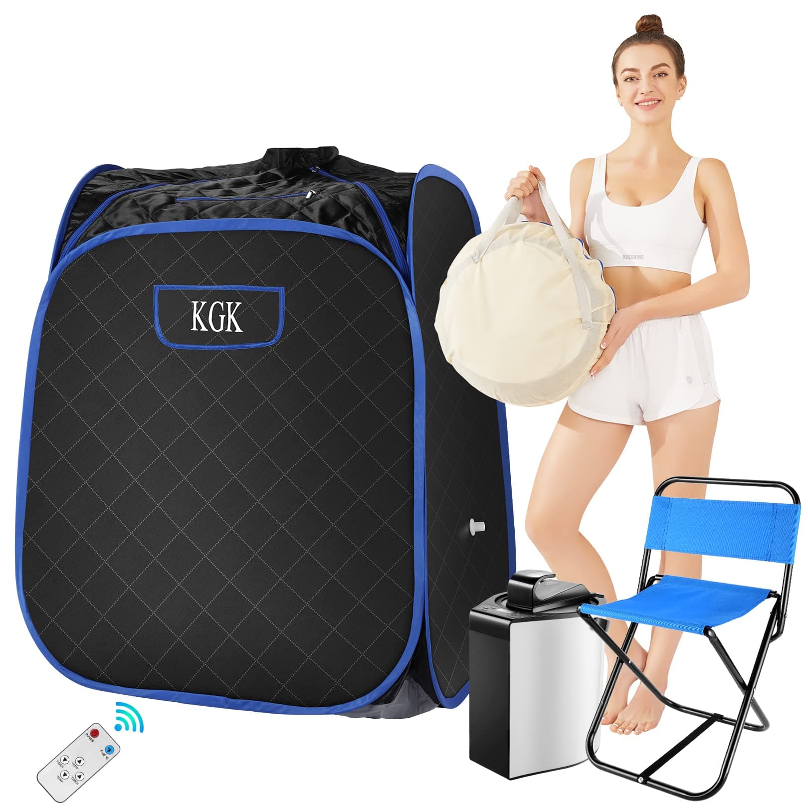 Portable Steam Sauna Full Body for Home Spa,Portable Sauna with Steamer 3L Personal Sauna at Home for Detox,Relaxation,Sports & Sweat Fast Heating Home Saunas with Remote Control,Fogger Option