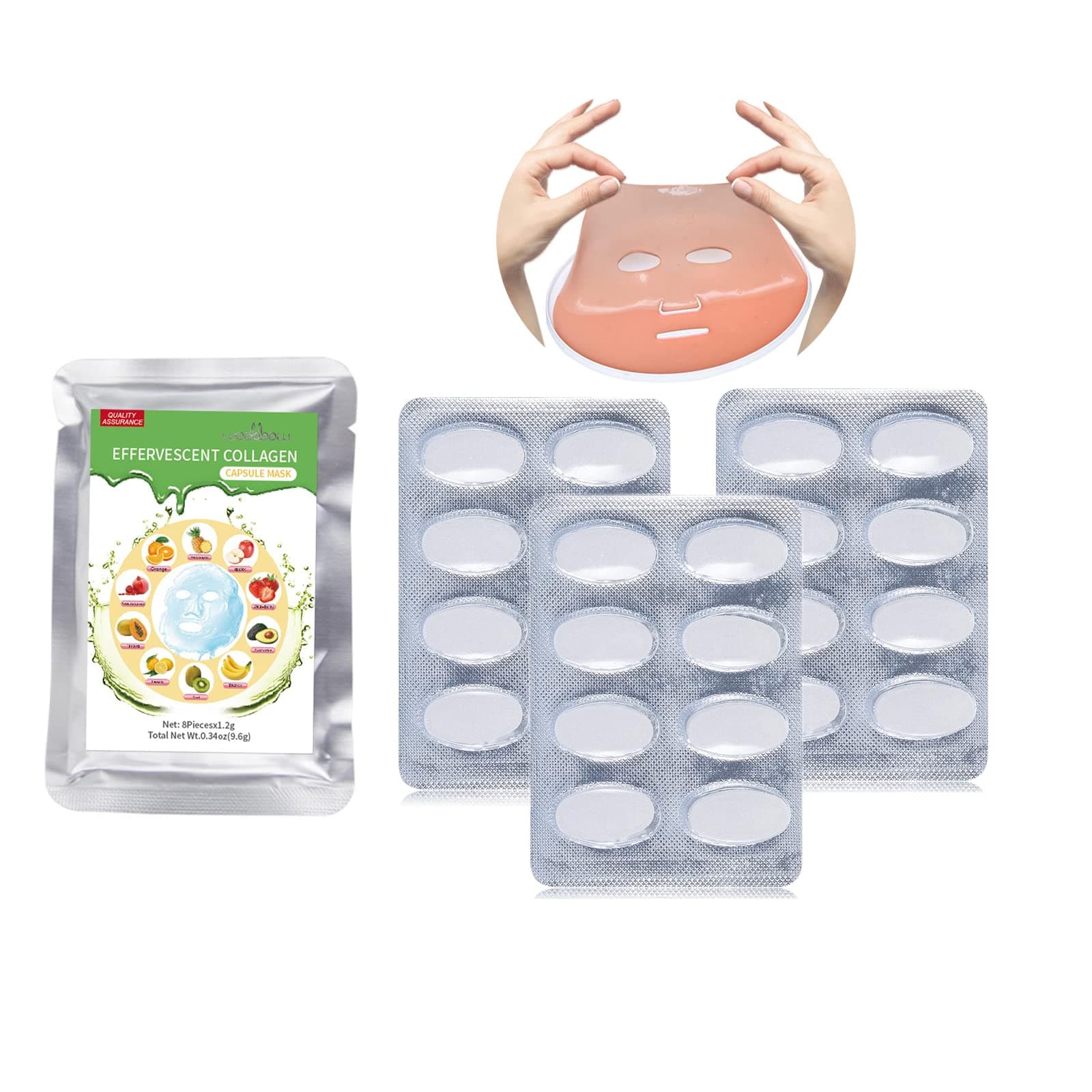 32Pcs Collagen Capsule Mask for Face Mask Machine can be used in mask manufacturing machine Effervescent mask for DIY fruit mask machine