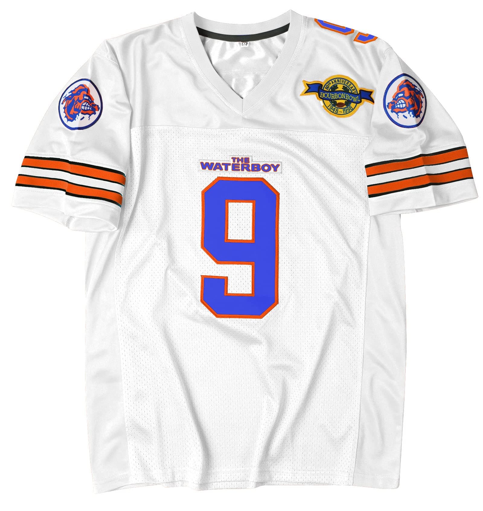 90s Football Jersey for Party,Bobby Boucher #9 The Waterboy Sandler 50th Anniversary Movie Football Jersey, White, X-Large