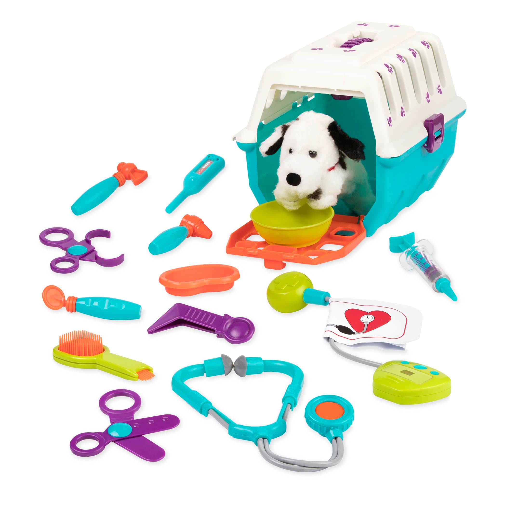 Veterinarian Toy Set with Plush Dalmatian Puppy & Carrier – Complete 15 Pieces Kids Pretend Play Medical Kit with Stethoscope & Tools – Educational ToddlerToys for Ages 2 – 4 Years