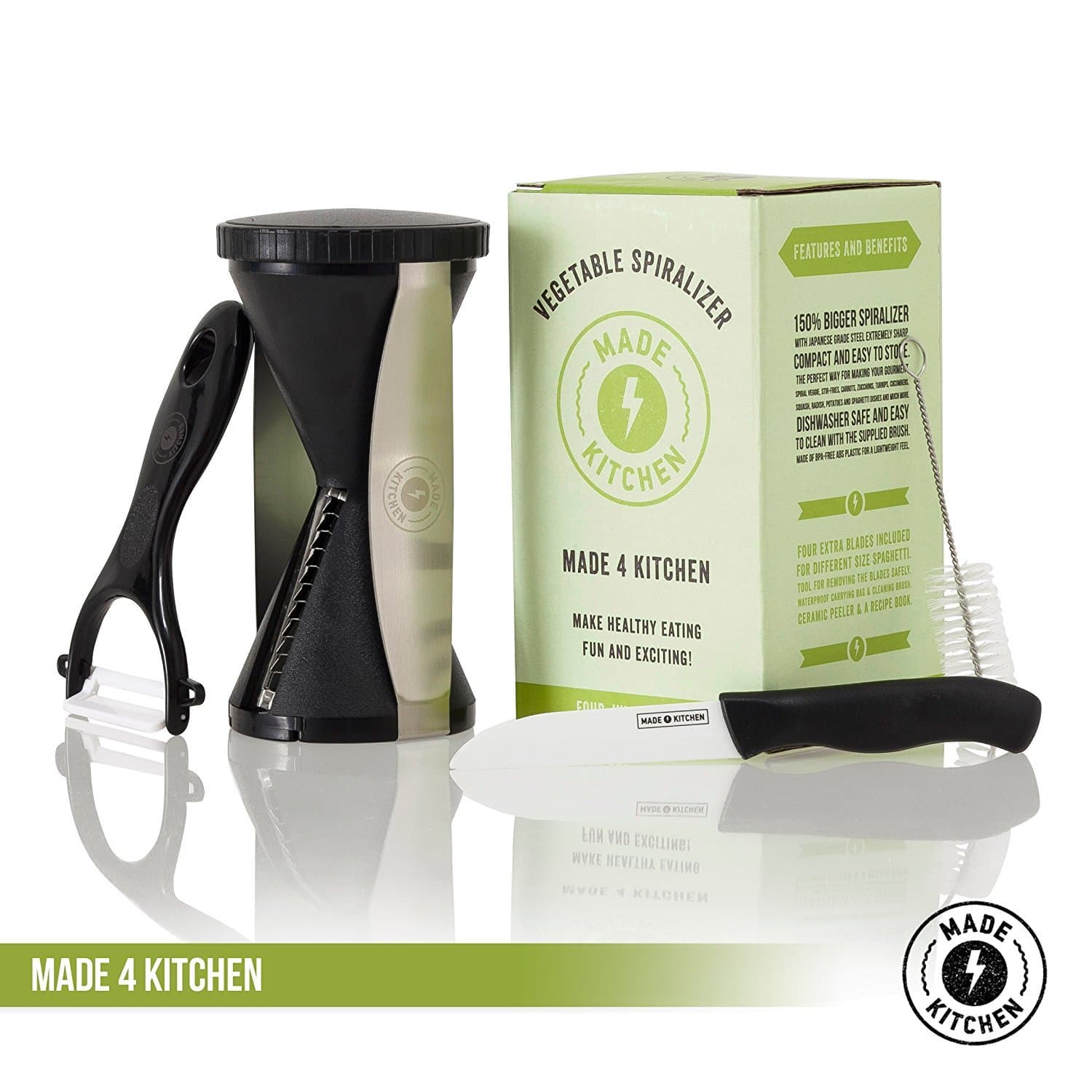 LIQUIDATION SALE : 4 in 1 Premium Vegetable Spiral Slicer Spiralizer Vegetable Cutter Zucchini Courgetti Veggie Pasta & Spaghetti Maker for Low Carb/Paleo Healthy Diet made from 100% BPA Free Plastic