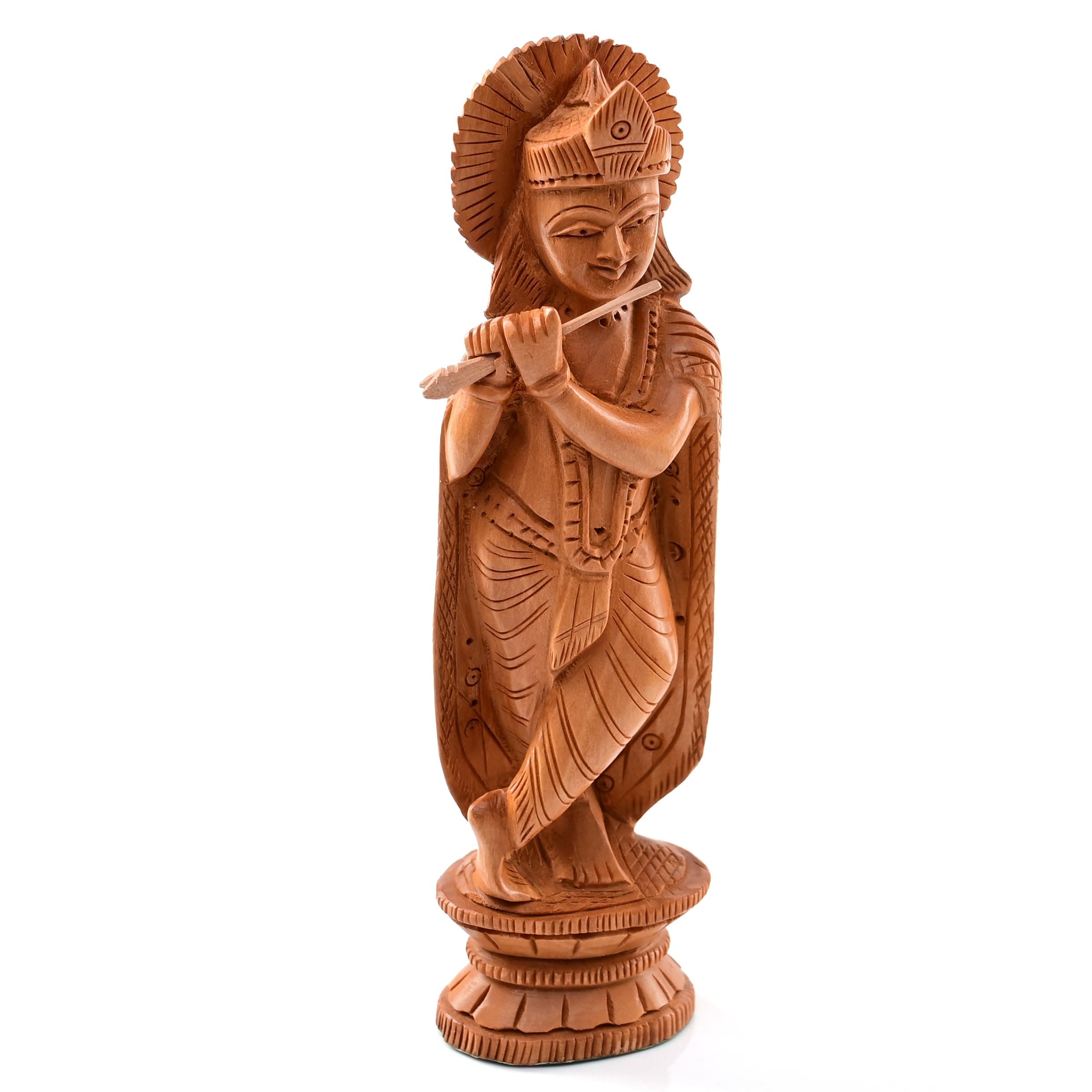 Wooden Indian Statue Sculpture Idol Murti for Home Temple Desk Decoration Pooja Gifting (Krishna - 6 Inch)