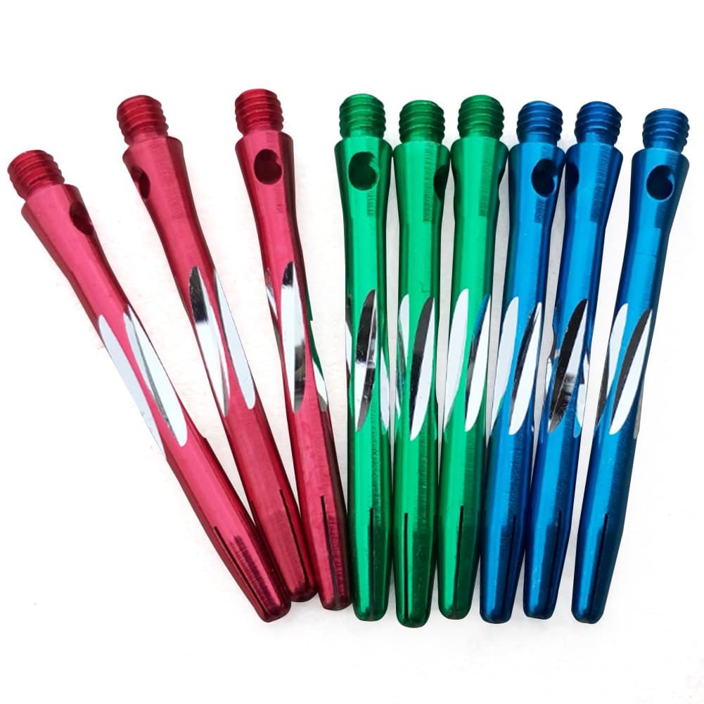 Exquisite Aluminum Darts Shafts Darts Stems Throwing Fitting (9pcs/Pack) Red&Green&Blue
