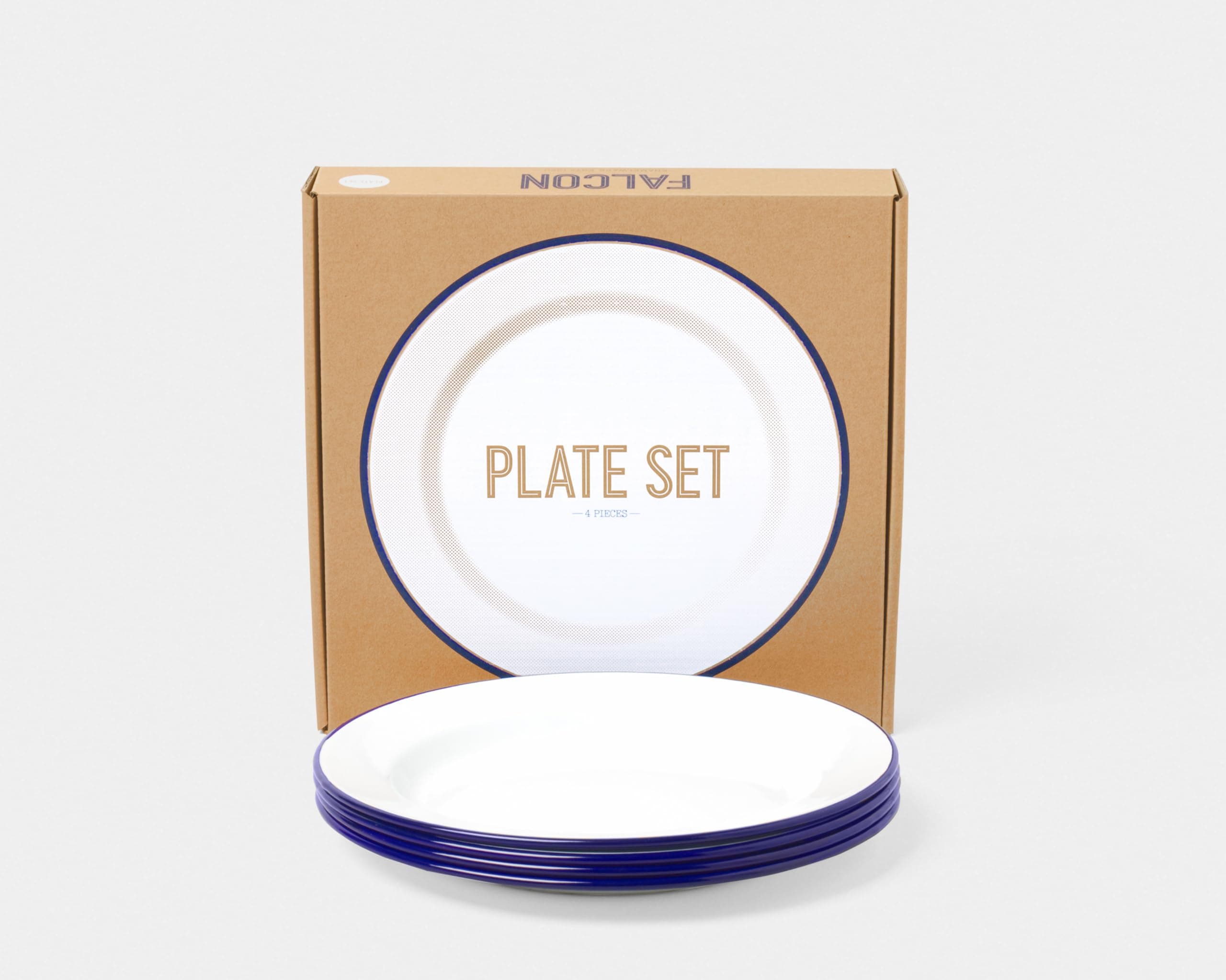 Falconeware White W/Blue Rim Set of 4 Salad Side Dessert Plates 9.4"