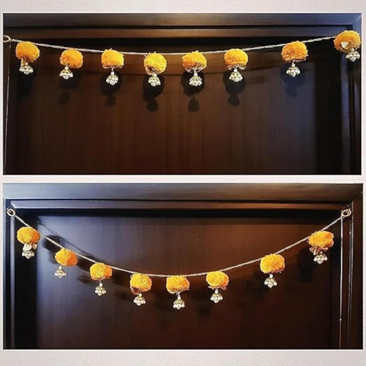 Decorative Buckets Bandhanwar for Door | Torans for Diwali Decorations |Handmade Door Hanging| Rose Garland| Lotus Garland| Indian Traditional hangings Wedding Decorations (MARIGOLD GARLAND)