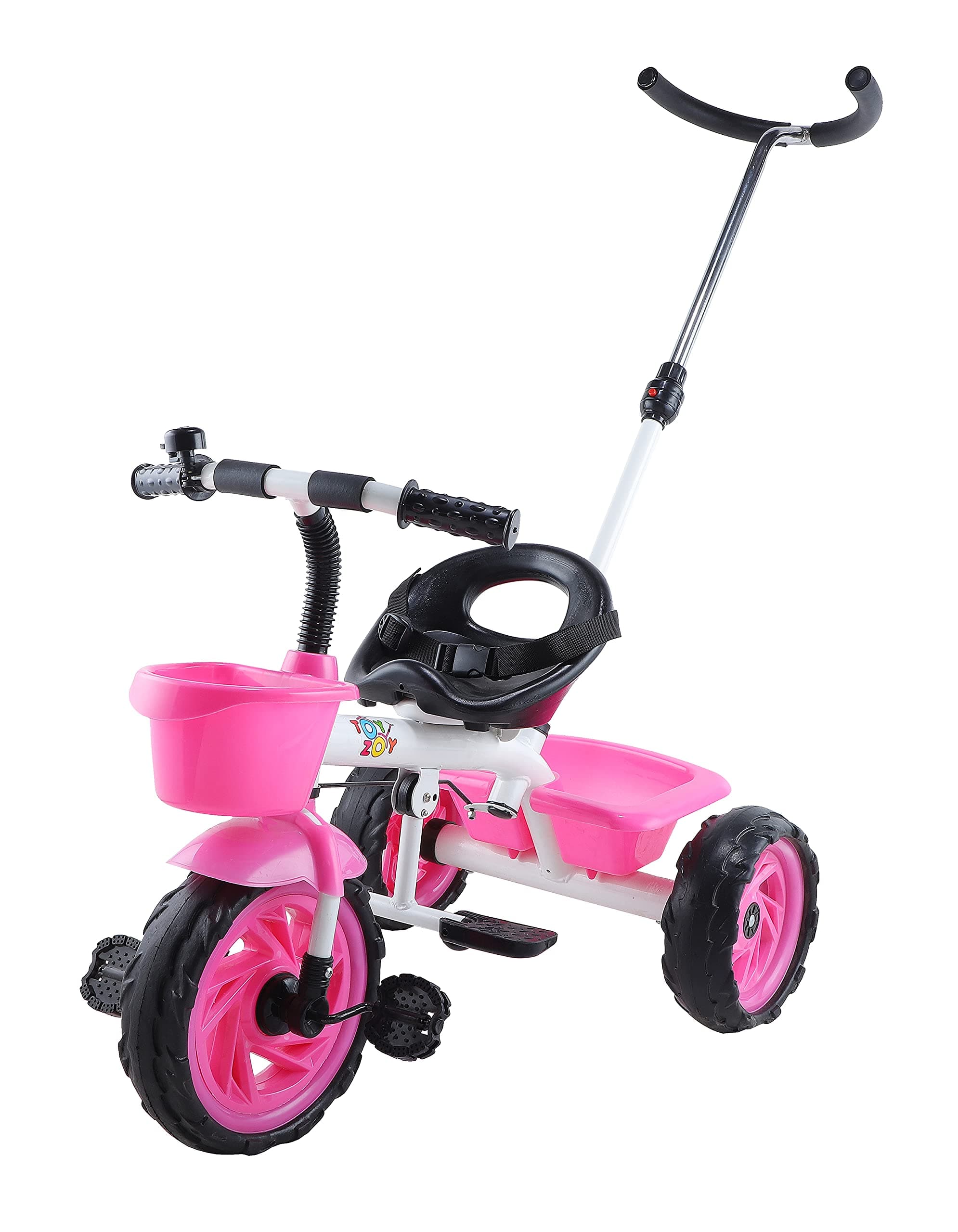 Toyzoy Maple Kids|Baby Trike|Tricycle with Parental Handle for Kids|Boys|Girls Age Group 2 to 5 Years, TZ-525 (White & Pink)