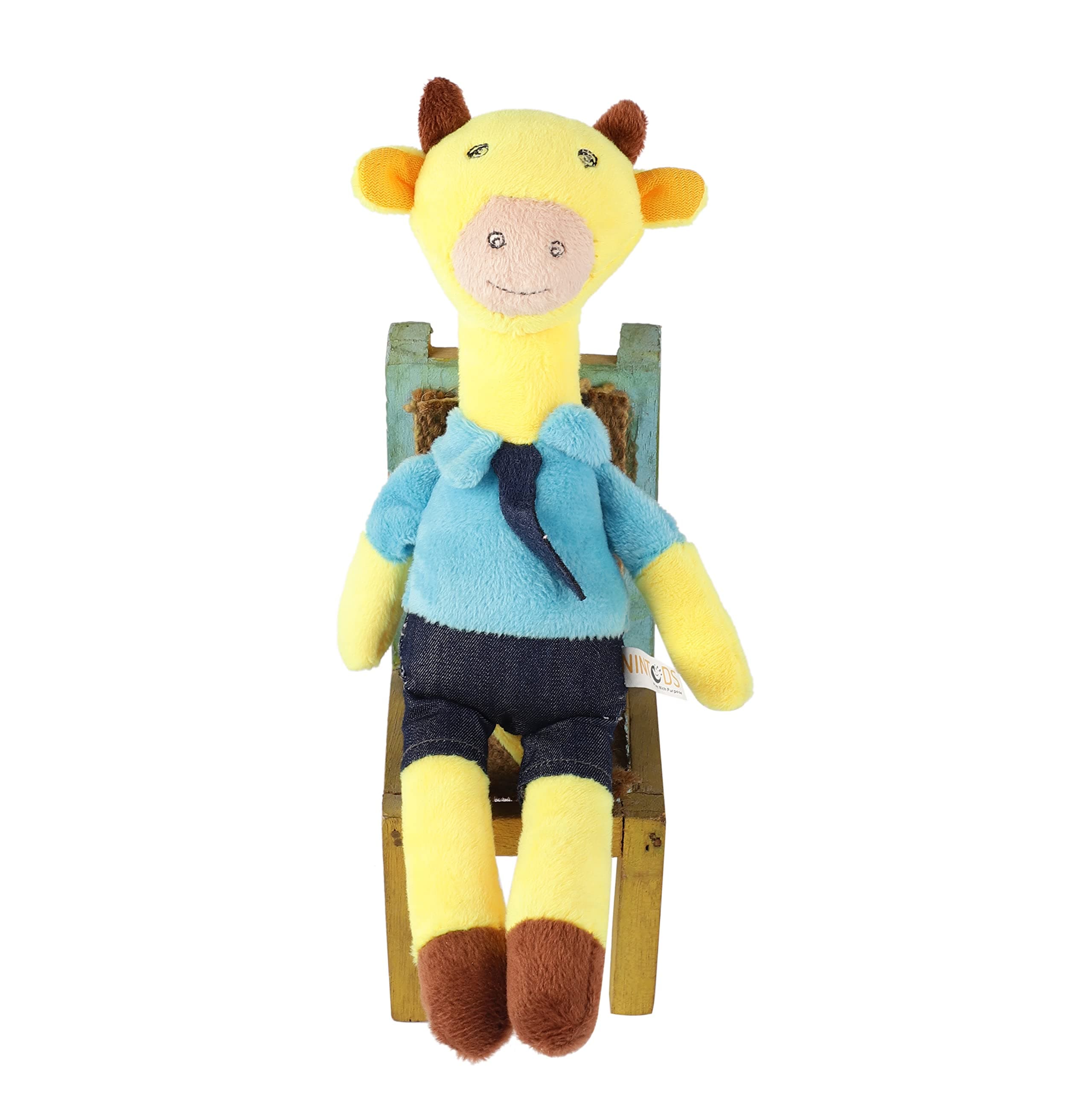 Nintods Giraffe Soft Rattle Toy, Plush Stuffed Animal, Huggable Plushie for Newborn, Soft Hand Grip Shaker, Security Toy, Perfect Gift for Babies (Giraffe in Formals) Size:- 10 Inch