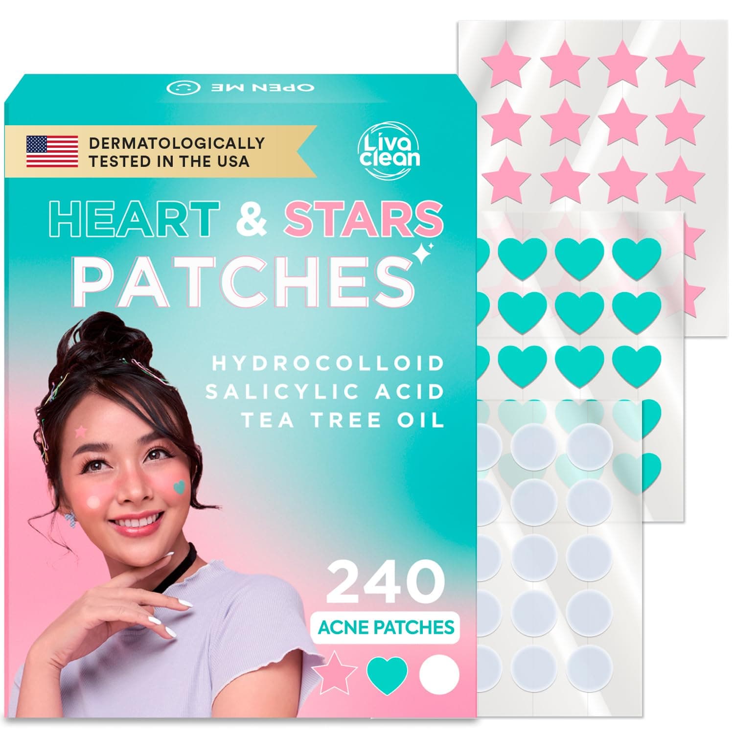 240 CT Heart & Stars Pimple Patches