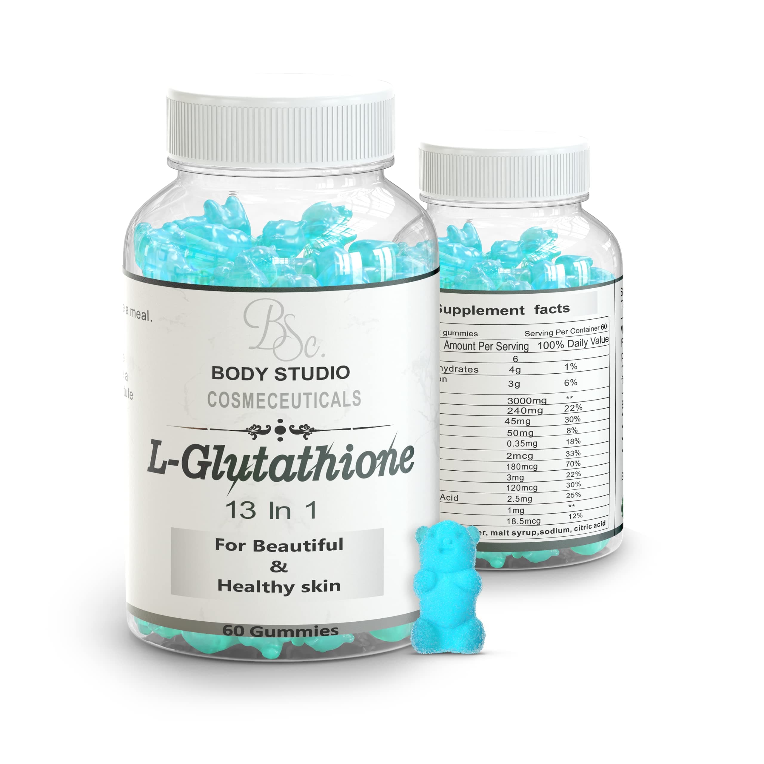 Natural Skin 3000 mg Glutathione Gummies with Vitamin B6 and B12 for Flawless Skin