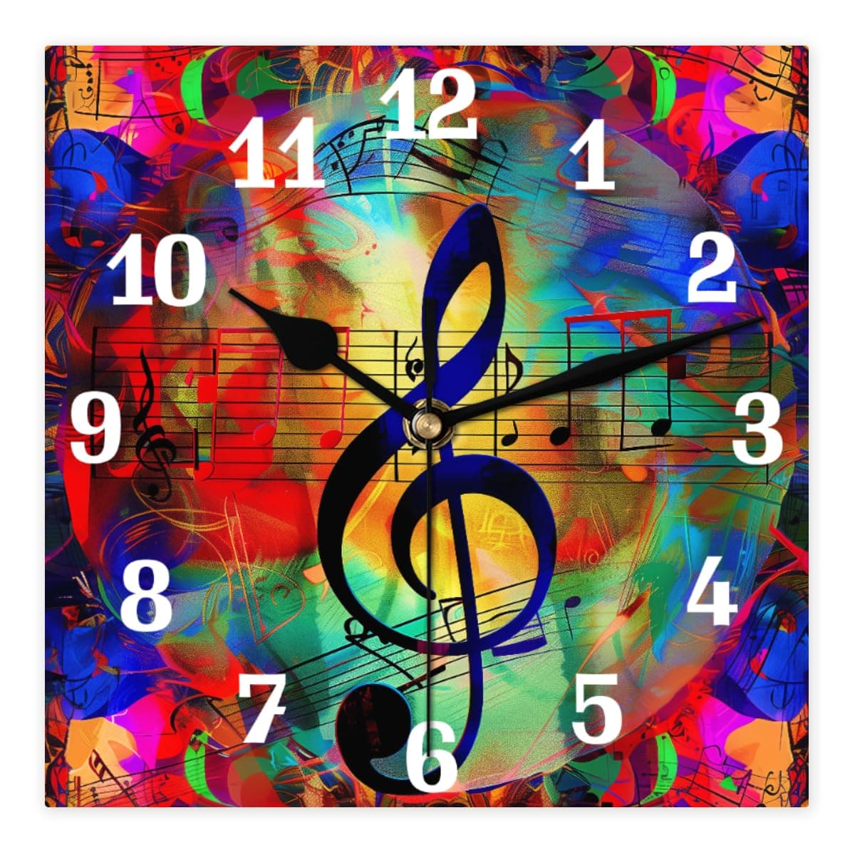 AUUXVA Wall Clock Abstract Art Music Note, Silent Non Ticking Clock for Kitchen Living Room Bedroom Home Artwork Gift