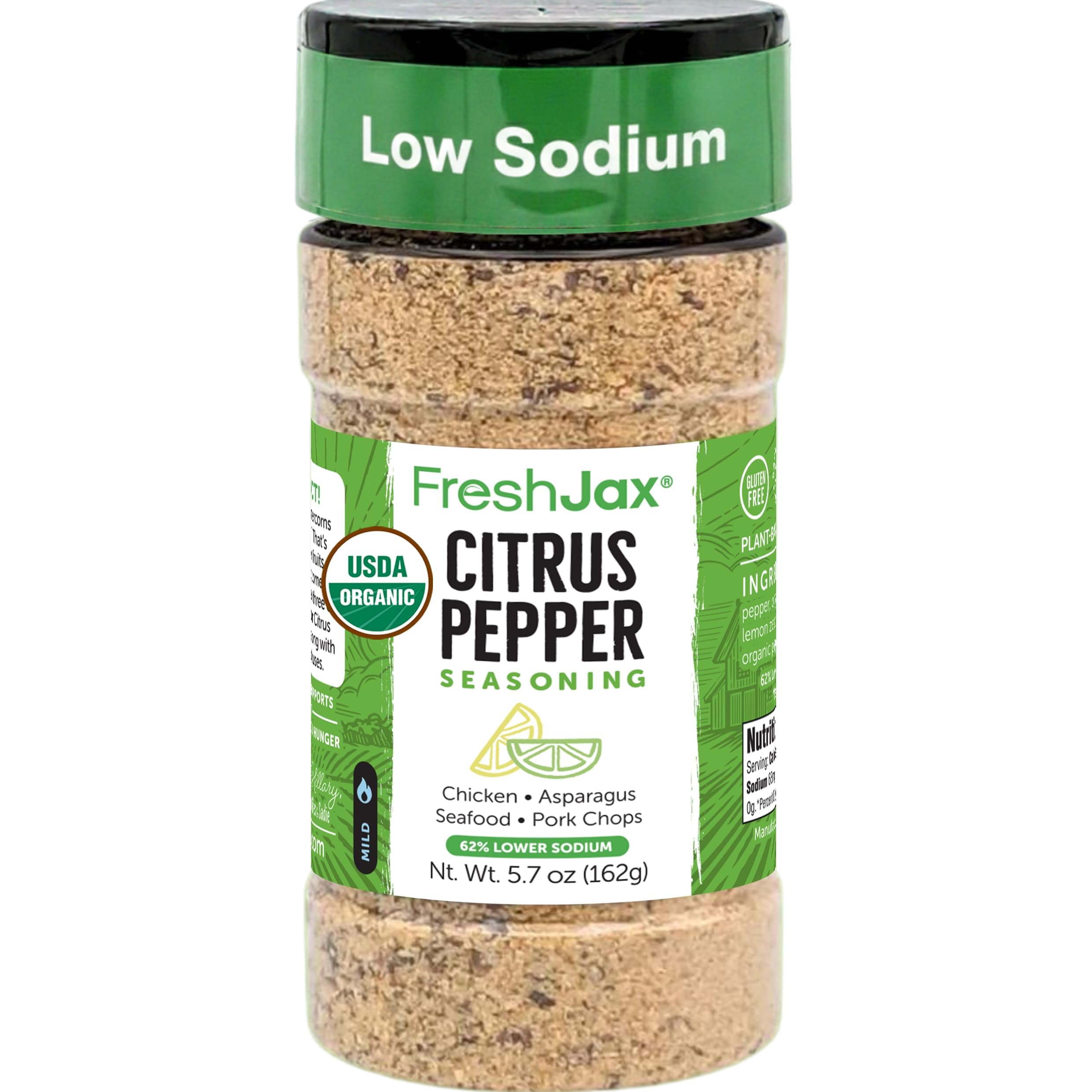 Organic Citrus Pepper Seasoning, 5.7 oz Zesty Lemon Pepper Blend for Chicken, Steak, Seafood, Grilled Fish, Roasted Veggies, Salads, Eggs, Avocado Toast, Rice, Pasta, Marinades | Made in USA