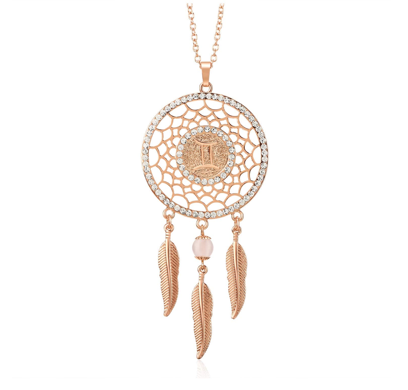 Mini Dream Catcher Car Rear View Mirror Hanging Accessories, Boltz Zodiac Sign Car Charm Boho Dangling Feather Tassel Bead Pendant 12 Constellation Decor for Women (Gemini)
