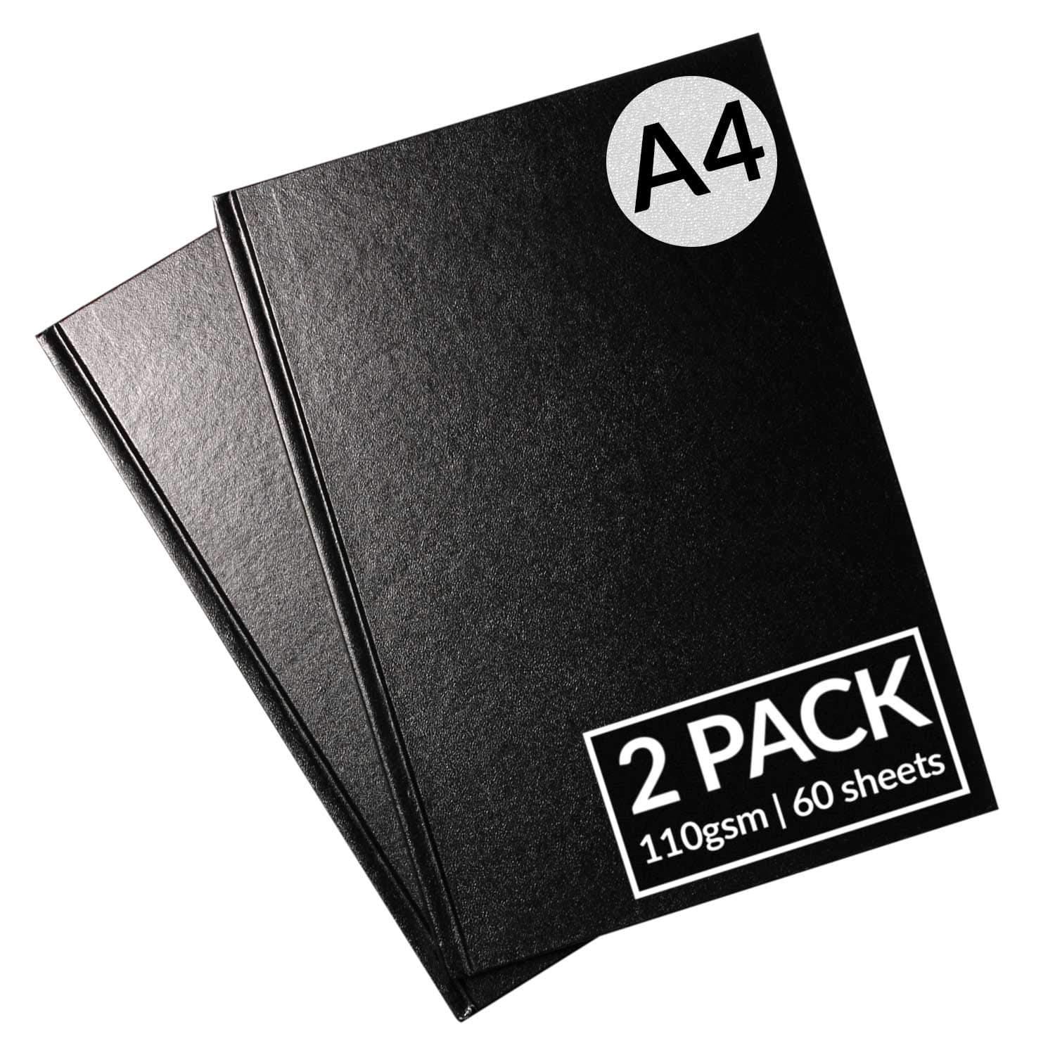 A4 Sketchbook - Pack of 2 - A4 - - 60 Perforated Sheets each Pad (120 Sheets Total) Hardback Bound Sketchbook Sketch Drawing Book with Hardback Cover, A4 Portrait Size, 110 GSM, Acid Free White Cartridge Paper by Artistik