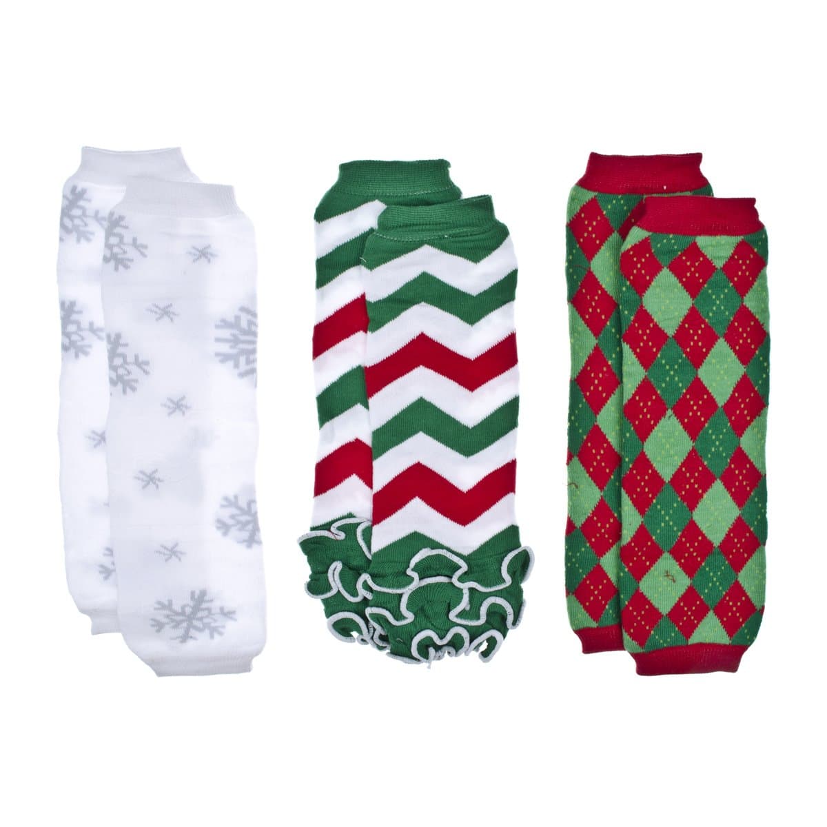 Nia's Christmas Baby Leg Warmers Set of 3 - Chevron, Snowflake, Argyle
