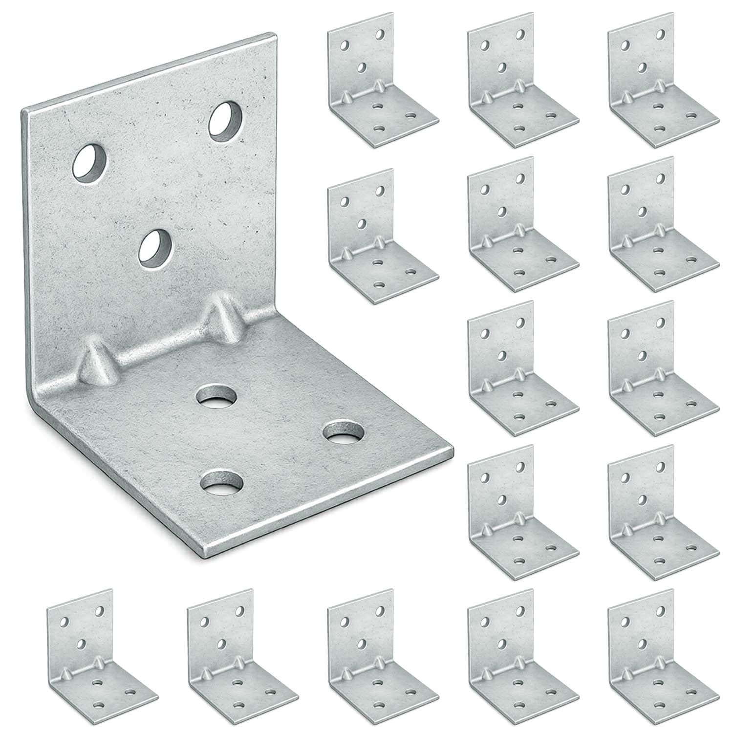 15 x Corner Brackets (40 x 40 x 40) Angle Reinforced Metal Braces Wood Timber Galvanised Steel Sheet Connecting Joining Fixing L Repair Connector