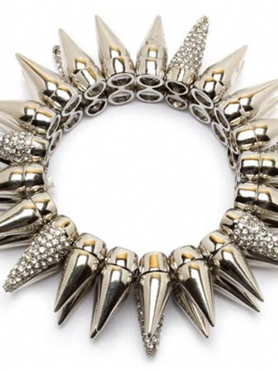 Roxana's Double Row Silver Spike Stretch Bracelet - As Seen On Pix 11