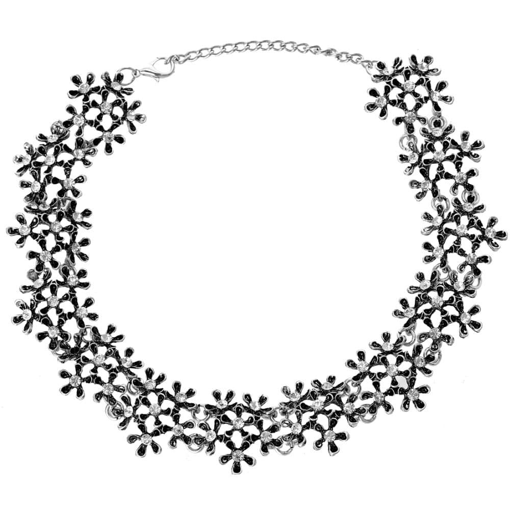 Oxidized Silver Party Wear Stylish Choker Necklace For Women & Girls(Silver)(8428np)