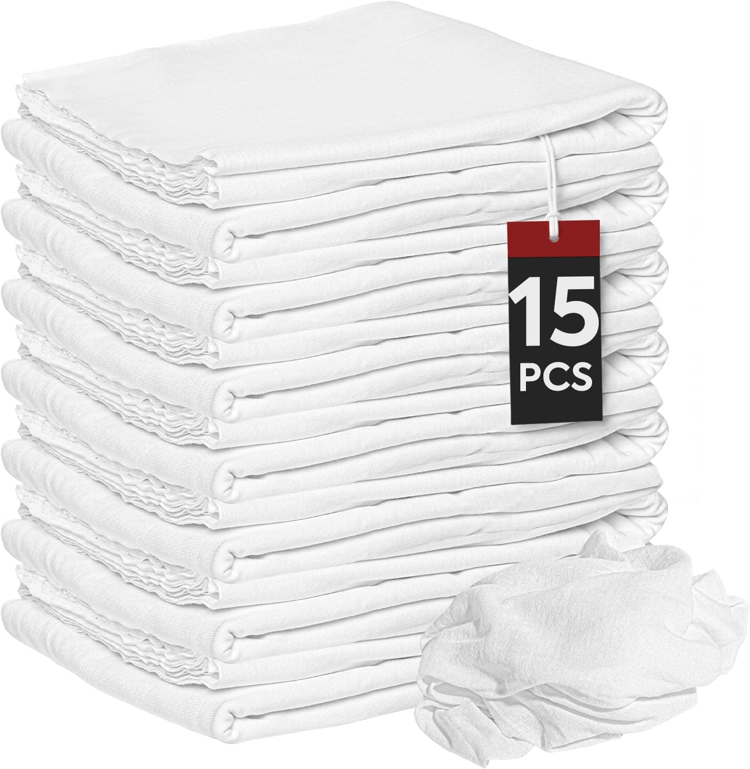 Nabob wipers New Premium White T-Shirt Knit Rags, 100% Cotton, Cloth Rags, Excellent for General Cleaning, Spills,Home,Staining,Polishing, Bar Mop & More (White Knit, 1 Lb Bag)