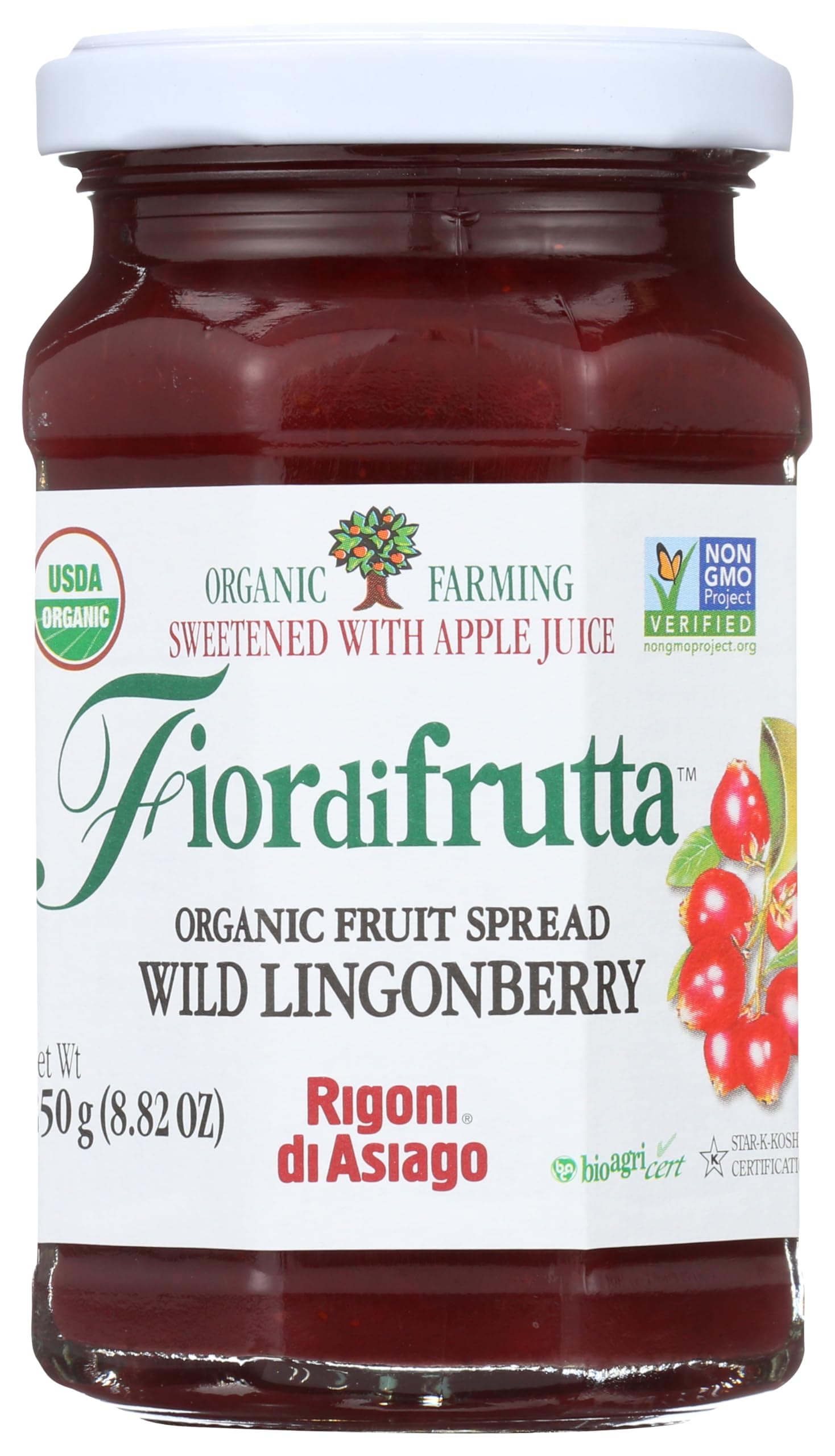 Rigoni Di Asiago Fiordifrutta Fruit Spread, Wild Ligonberry, Organic, 8.82 oz