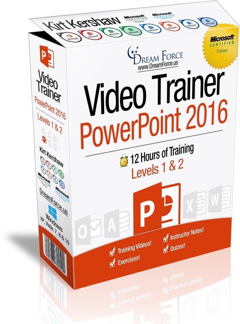 PowerPoint 2016 Training Videos – 12 Hours of PowerPoint 2016 training by Microsoft Office: Specialist, Expert and Master Instructor, and Microsoft Certified Trainer (MCT), Kirt Kershaw