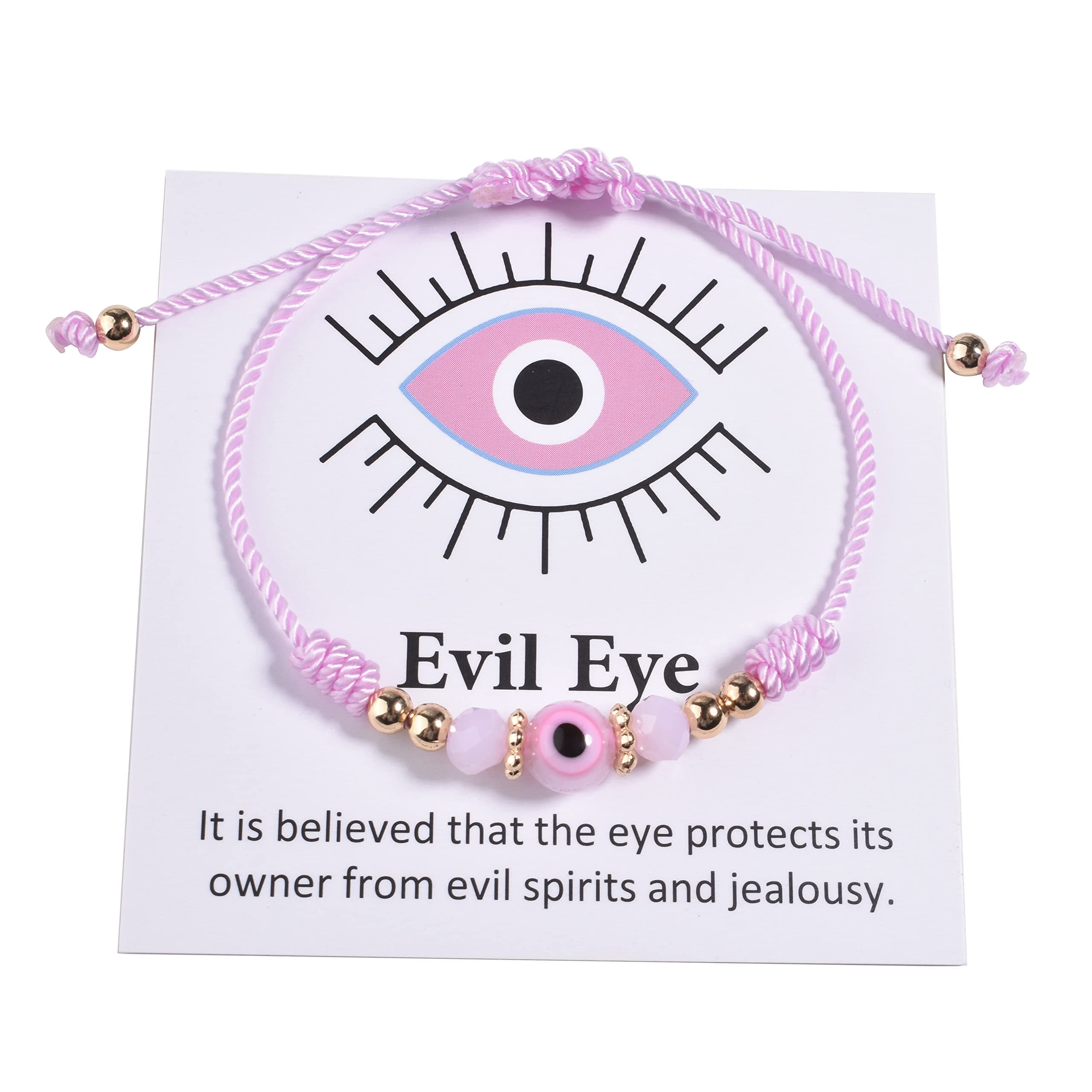 Evil Eye Bracelet For Women Teen Girls Amulet Pink Protection Bracelet Good Luck Adjustable String Bracelet Anklet