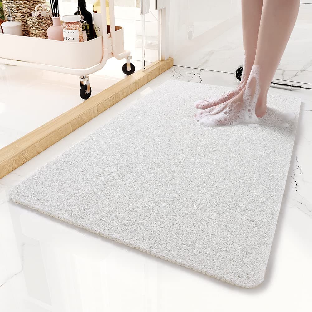 Bath Mat for Inside Shower,60x90cm Loofah Shower Mat Non Slip Anti Mould Antibacterial Soft PVC Bath Mat for Bathroom Wet Shower Areas