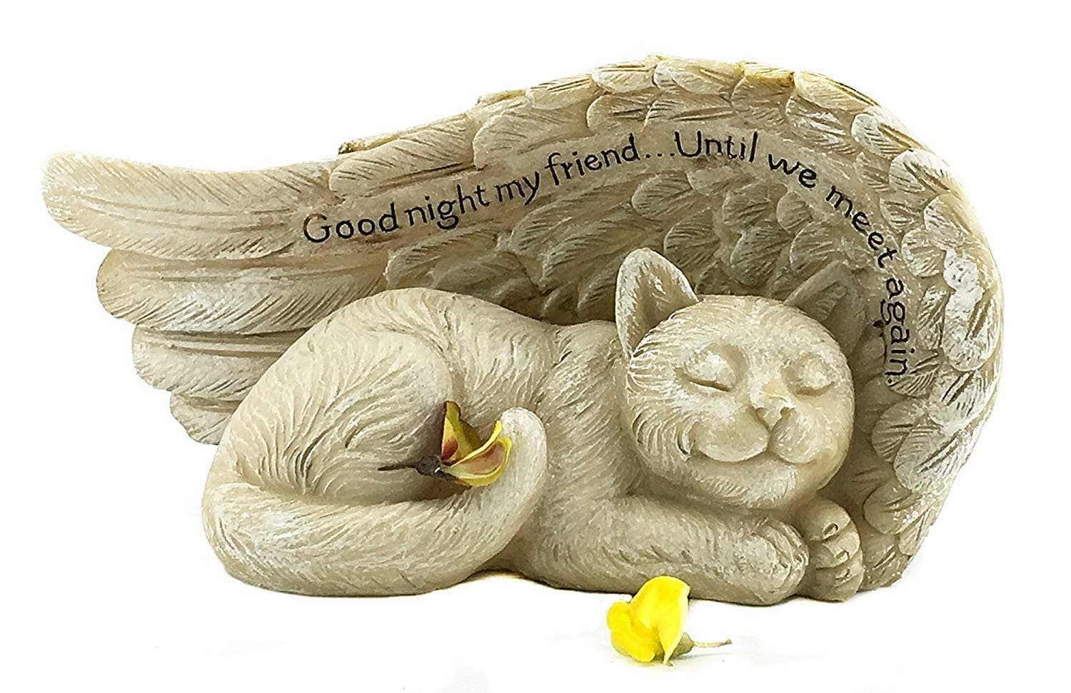 Bellaa22823 Cat Statues with Angel Wing Pet Memorial Grave Marker Tribute Garden Sculpture 8 Inch
