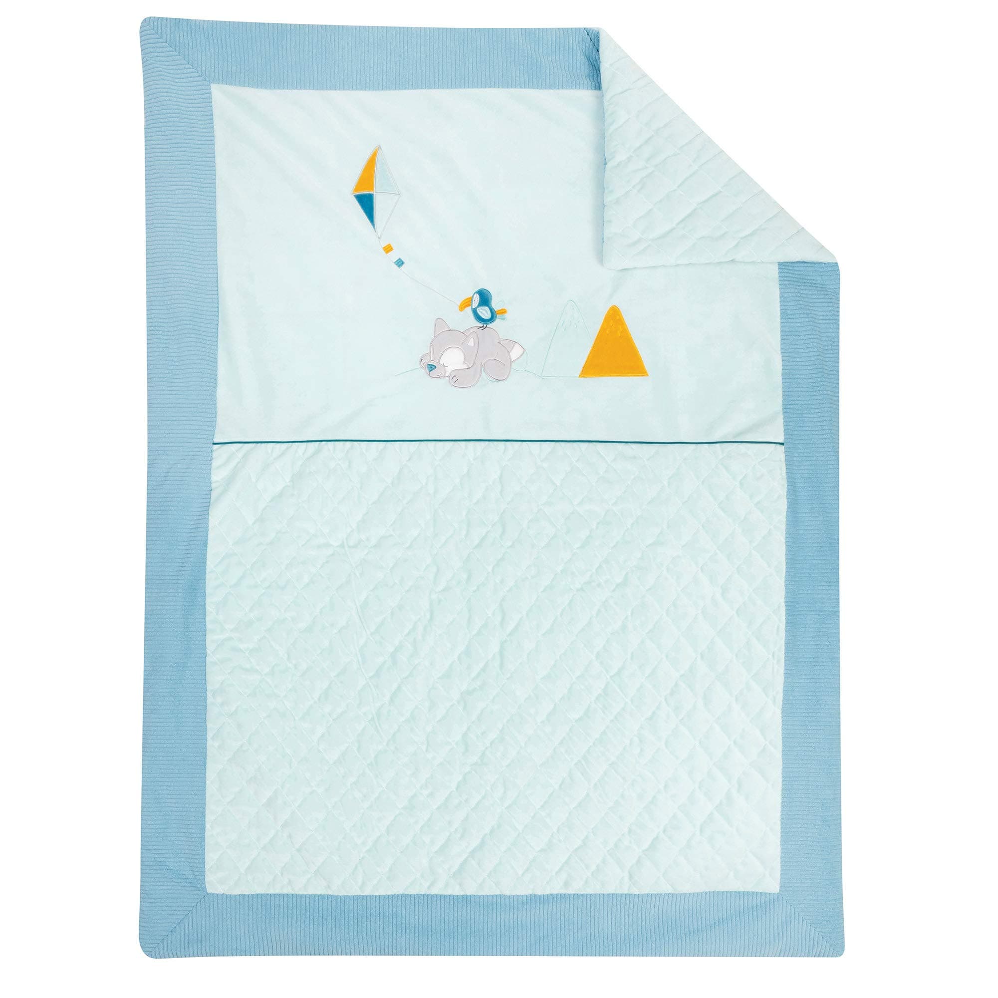 Nattou Wolf-Tiloo Babies' Blanket, 100 x 135 cm, Tim and Tiloo Collection, Blue