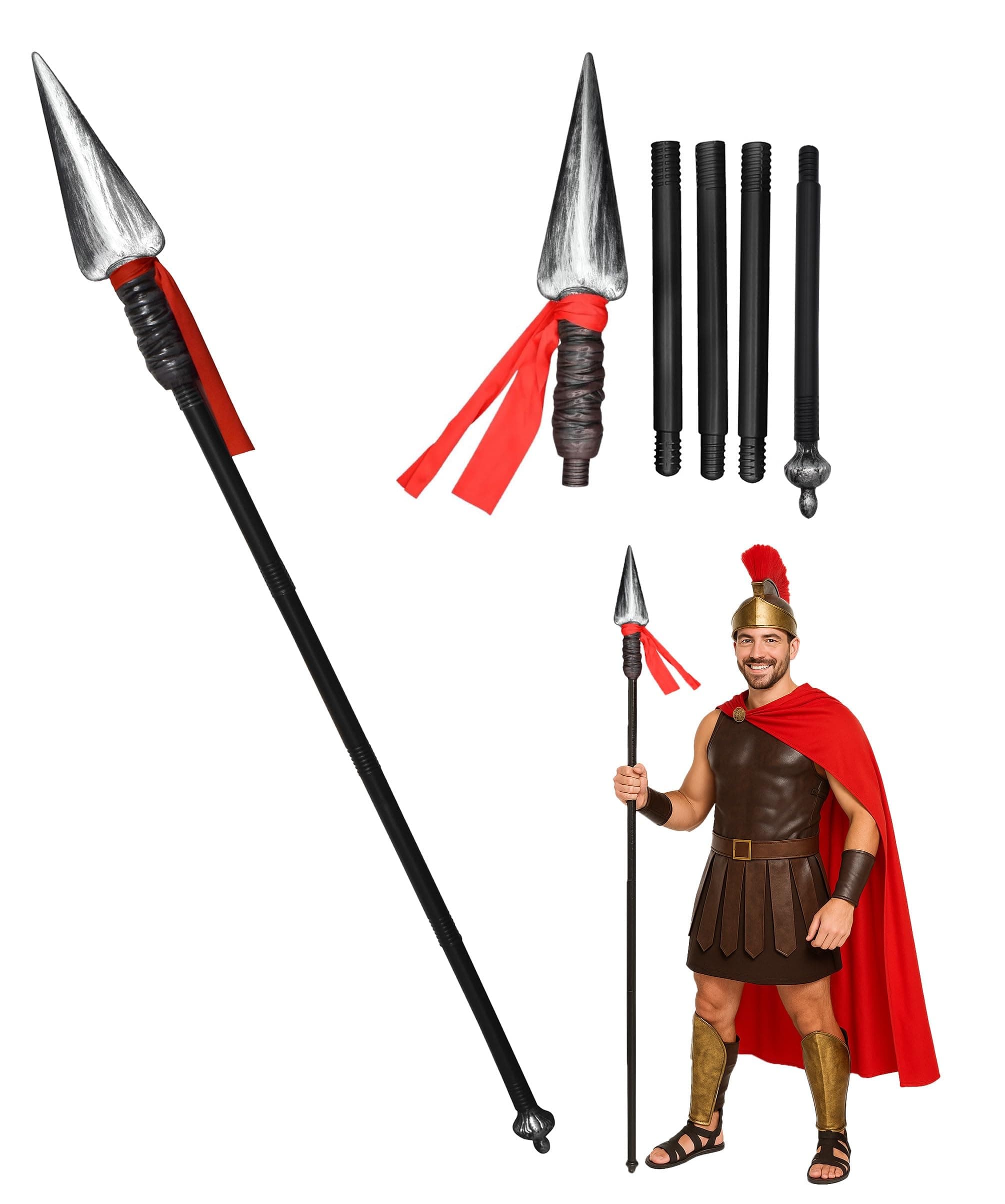 Nicky Bigs Novelties Adult Large Spartan Roman Plastic Spear Prop - Native American Spear Warrior Costume Weapon Cosplay Accessory