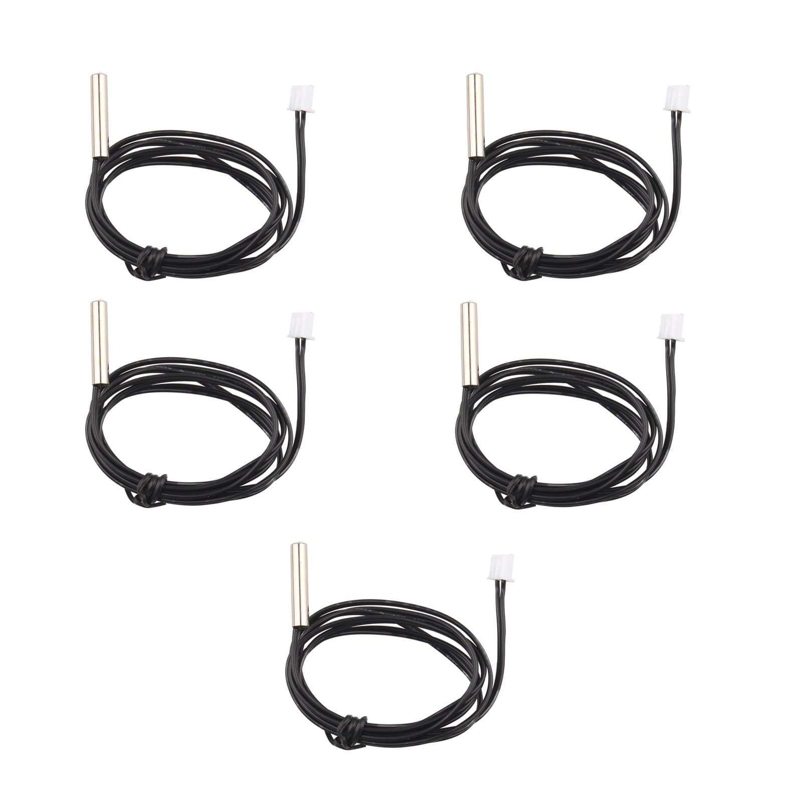 5 Pcs Waterproof Ntc 10K 1% 3950 Thermistor Temperature Sensor Probes,1 Meter Extension Cable,Temp Detector Gauge for Car Air Conditioners/Refrigerators