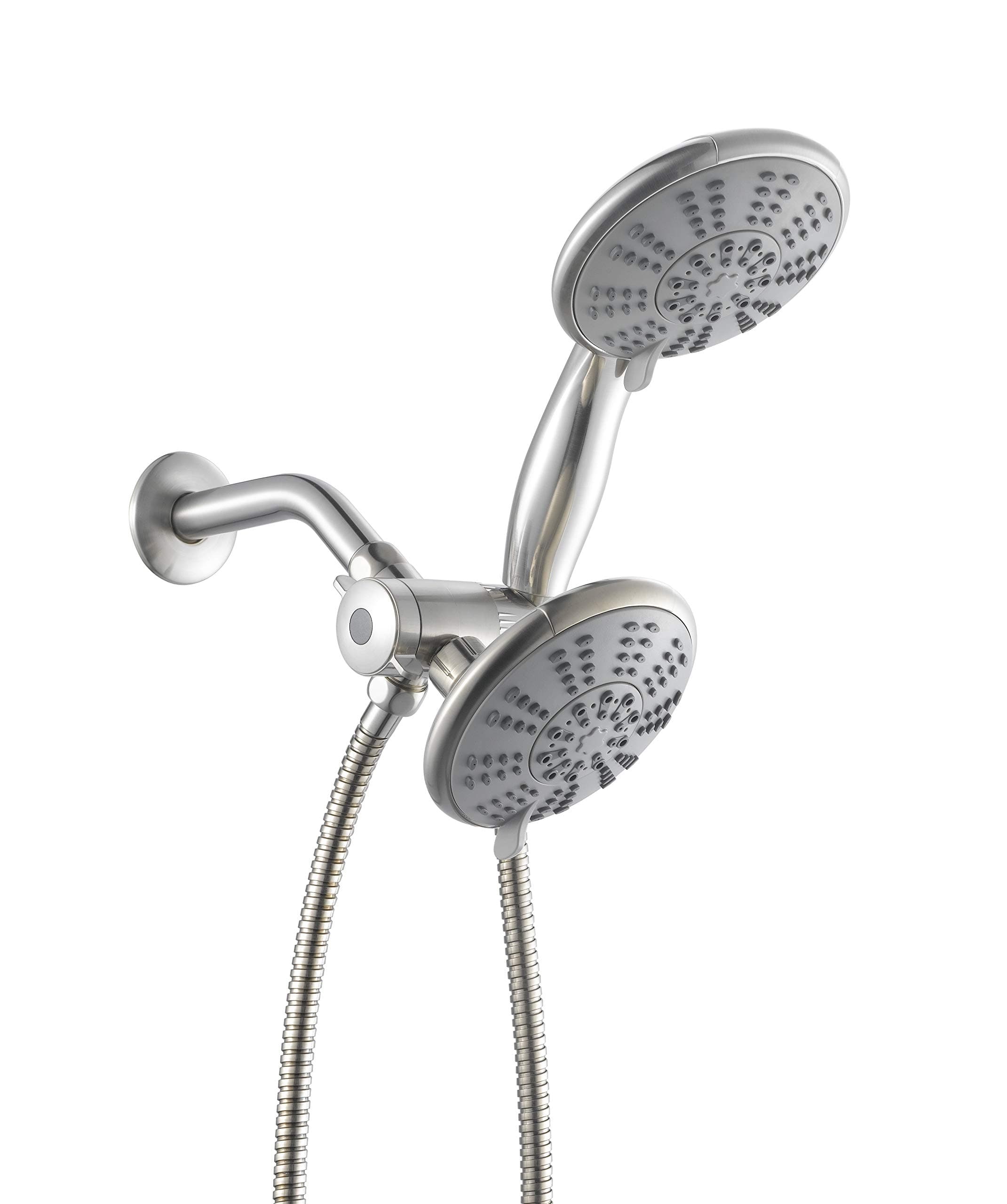 Ana BathAnti-Clog LARGE SPRAY FACE 5 Inch 5 Function Handheld Shower and Shower Head Combo Shower System with 5 Foot Hose w/BRASS CONNECTOR Brushed Nickel Finish SS5450CBN