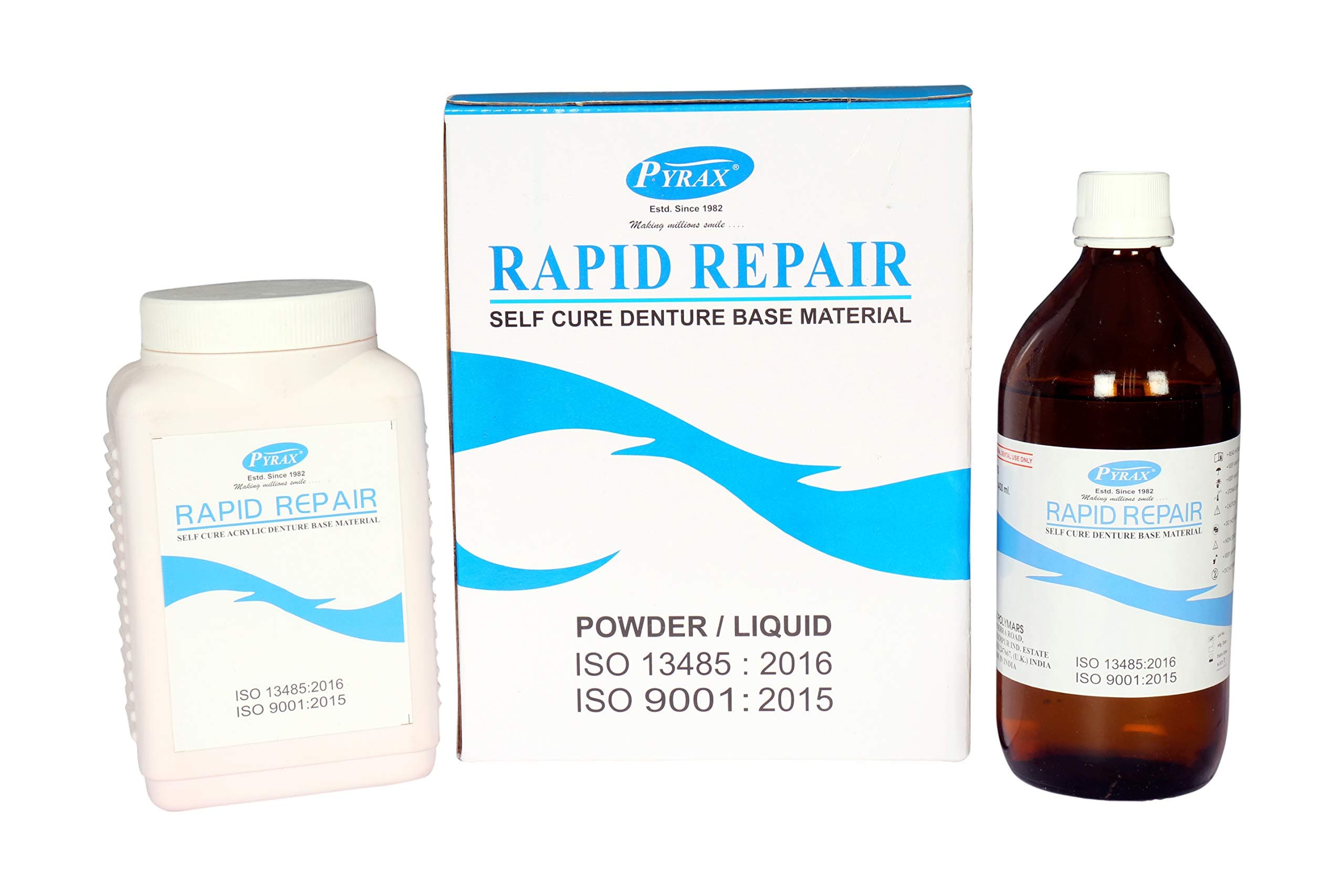 Cold Cure Acrylic,Self Cure Denture Base Acrylic Material,Rapid Repair(Laboratory Pack) (Clear) 400 Powder+ 400 ml Liquid