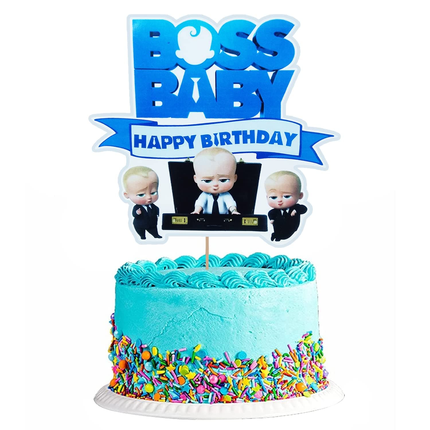 Party Propz Boss Baby Theme Birthday Decoration - 1 Pc Boss Baby Birthday Cake Topper | Cake Toppers for Cake Decoration | Baby Boss Theme Birthday Decorations | Boss Baby Theme Decorations