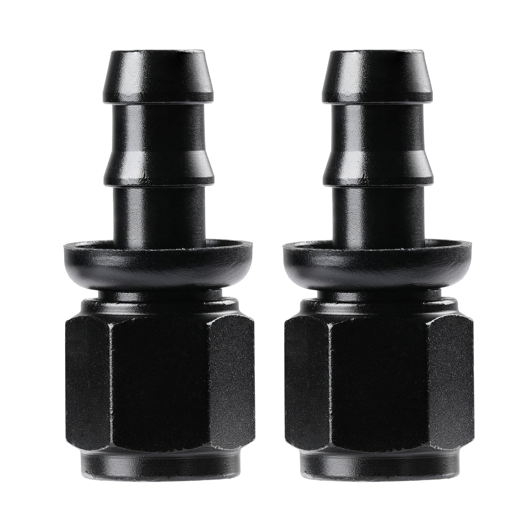 Ucreative6AN Straight Push Lock Hose Fitting End Black 2PCS