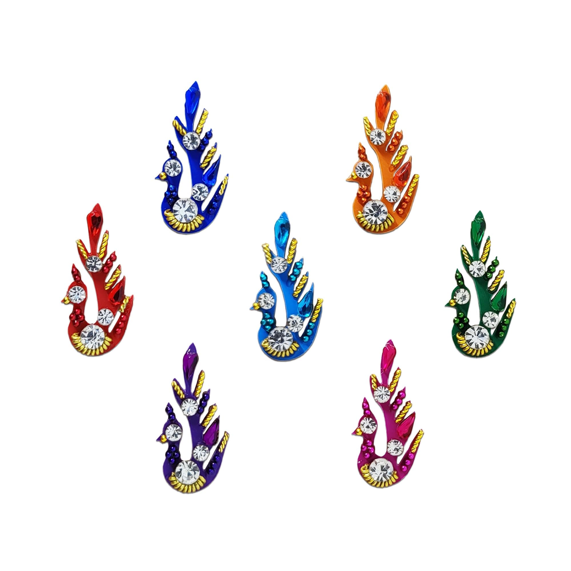 Comet Busters Peacock Multicolor Handcrafted Bridal Bindis For Women (BIN010)
