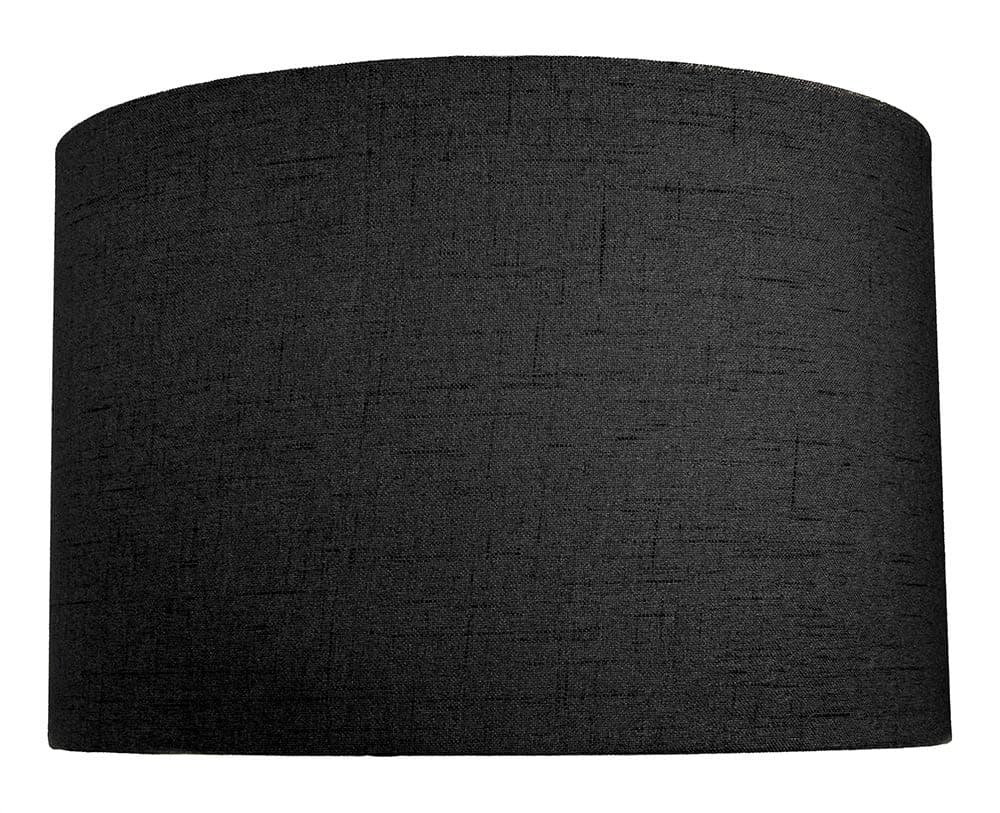 Contemporary and Sleek 12 Inch Charcoal Black Linen Fabric Drum Lamp Shade 60w Maximum | 30cm Diameter | for Table Lamp or Pendant by Happy Homewares