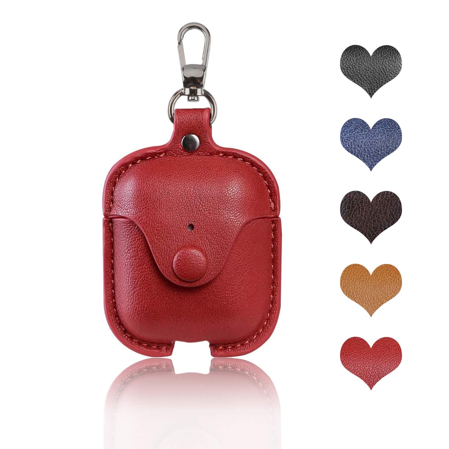 Vetoo Leather Airpod Case, Airpod Cover Skins Compatible with Apple AirPods 1 and 2, Portable Airpods Protective Case with Keychain