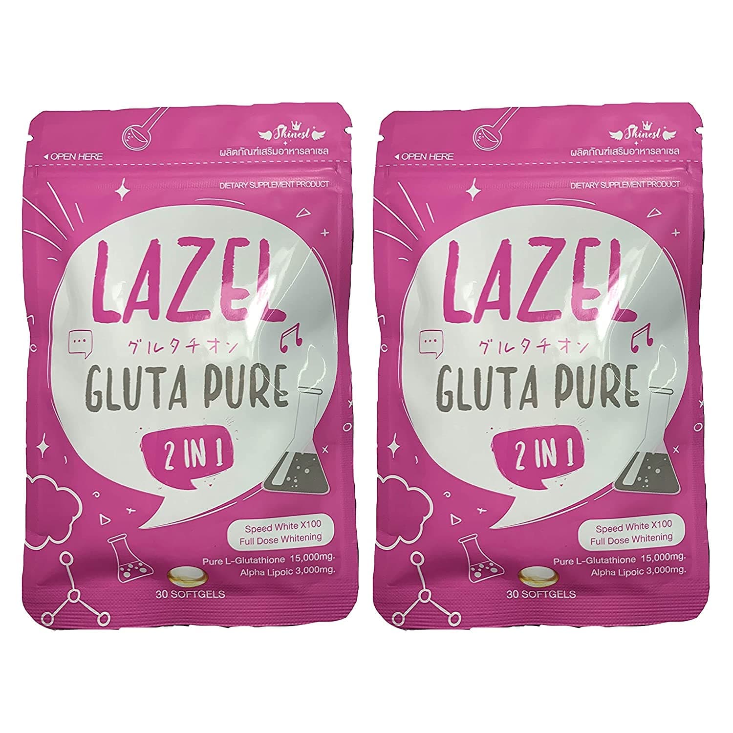 GLUTA FROZEN Lazel Gluta Pure 2-in-1 Dietary Supplement (30 Soft Gels)
