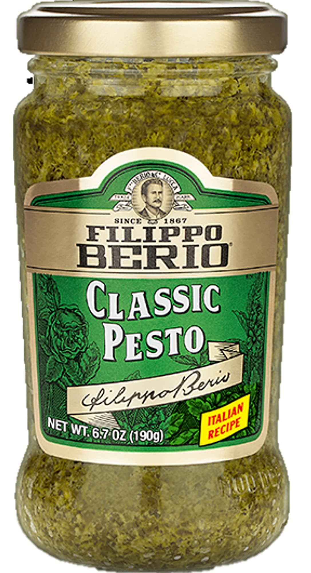 Pesto, Classic Basil, 6.7 Ounce Glass Jar, Gluten Free, Non-GMO