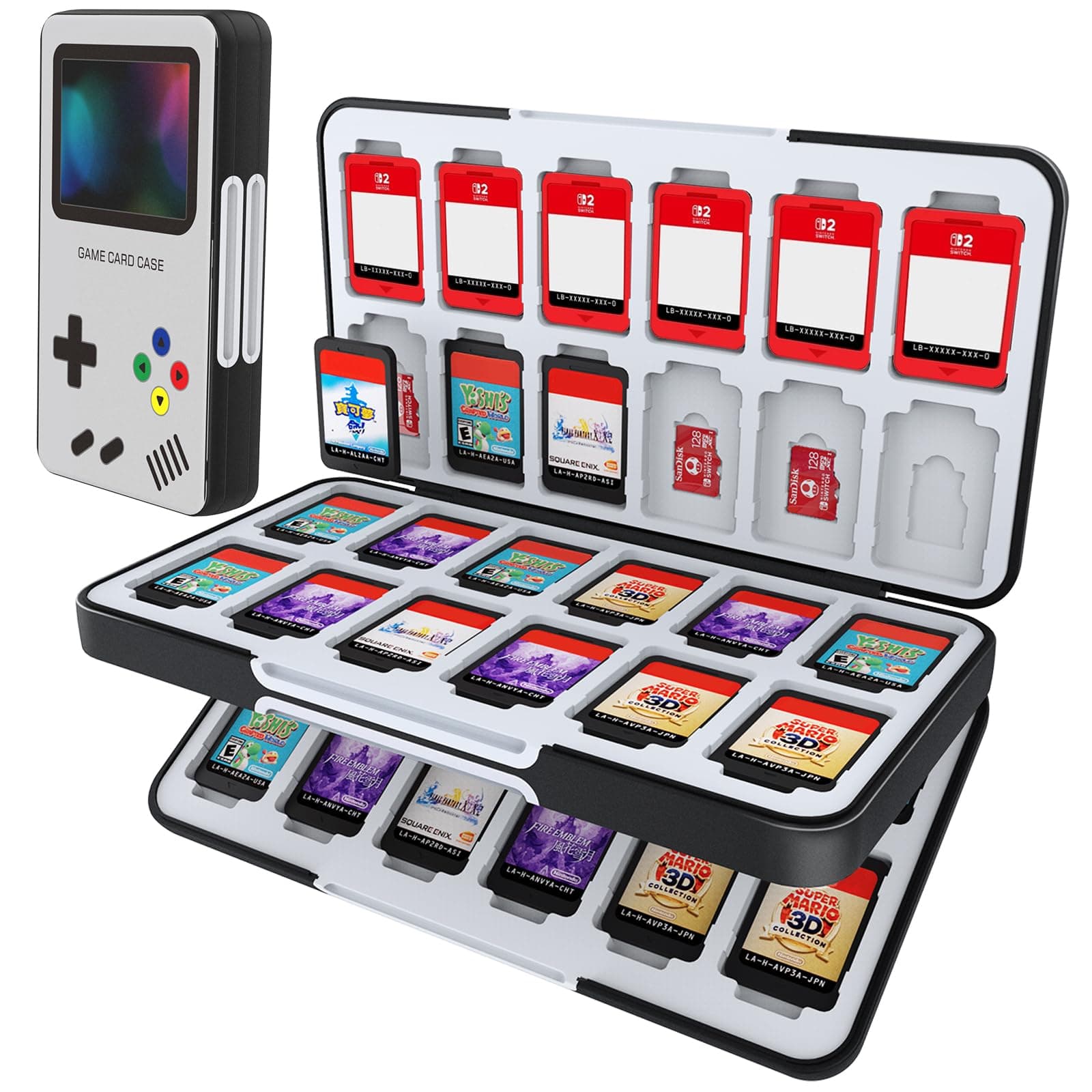 HEIYING Game Card Case for Nintendo Switch 2 / Switch OLED,Customized Pattern Portable Travel Carry Case with 48 Game Card Slots and 24 Micro SD Cards Slots