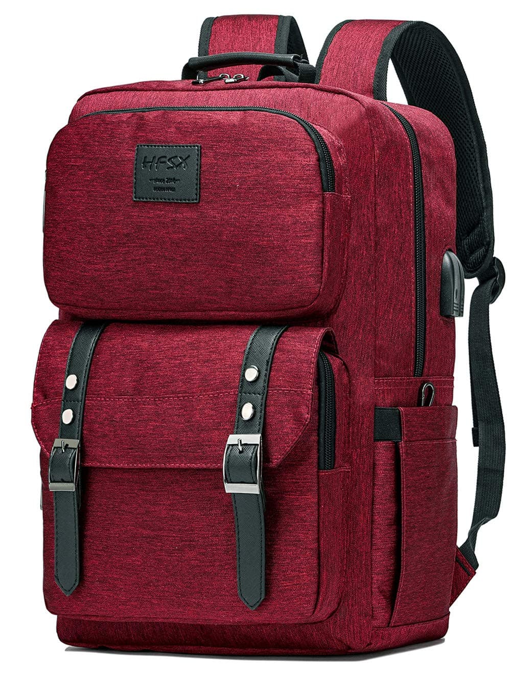 HFSX Laptop Backpack Women Men College Backpacks Bookbag Vintage Backpack Book Bag Fashion Back Pack Anti Theft Travel Backpacks with Charging Port fit 15.6 Inch Laptop Red