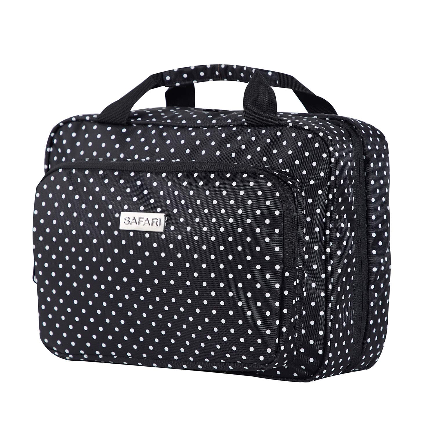 Large Hanging Travel Toiletry Cosmetic Bag for Women by SAFARI (Polka Dot) - Waterproof and Durable Fabric with Clear Compartments and Detachable Pouch -- The Perfect Gift