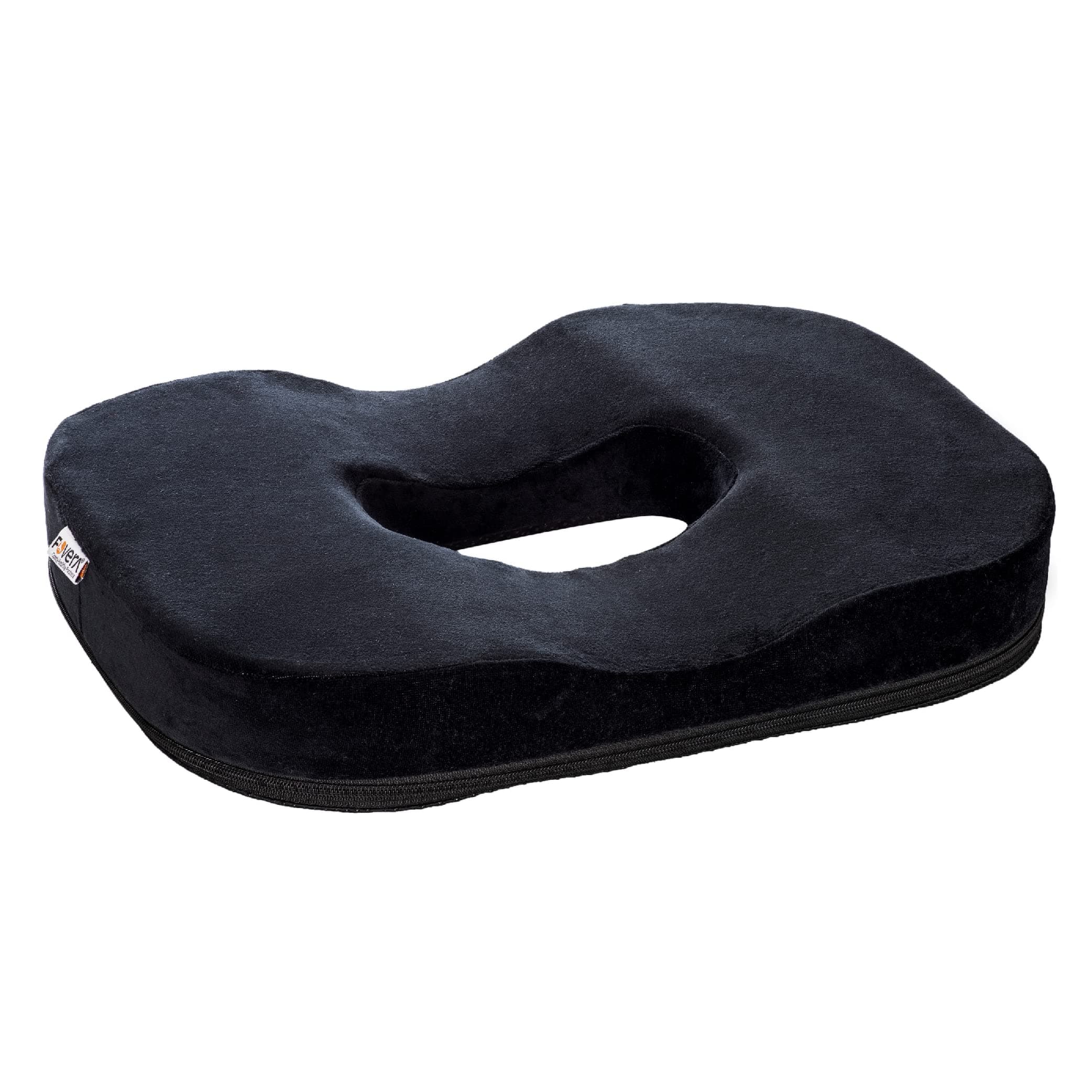 FOVERA Orthopedic Memory Foam Donut Seat Cushion, Piles Pillow for Hemorrhoids, Pain Relief for Piles, Coccyx, Prostate, Sciatica, Post-Natal, Pregnancy (M - Below 80kg Weight, Black)