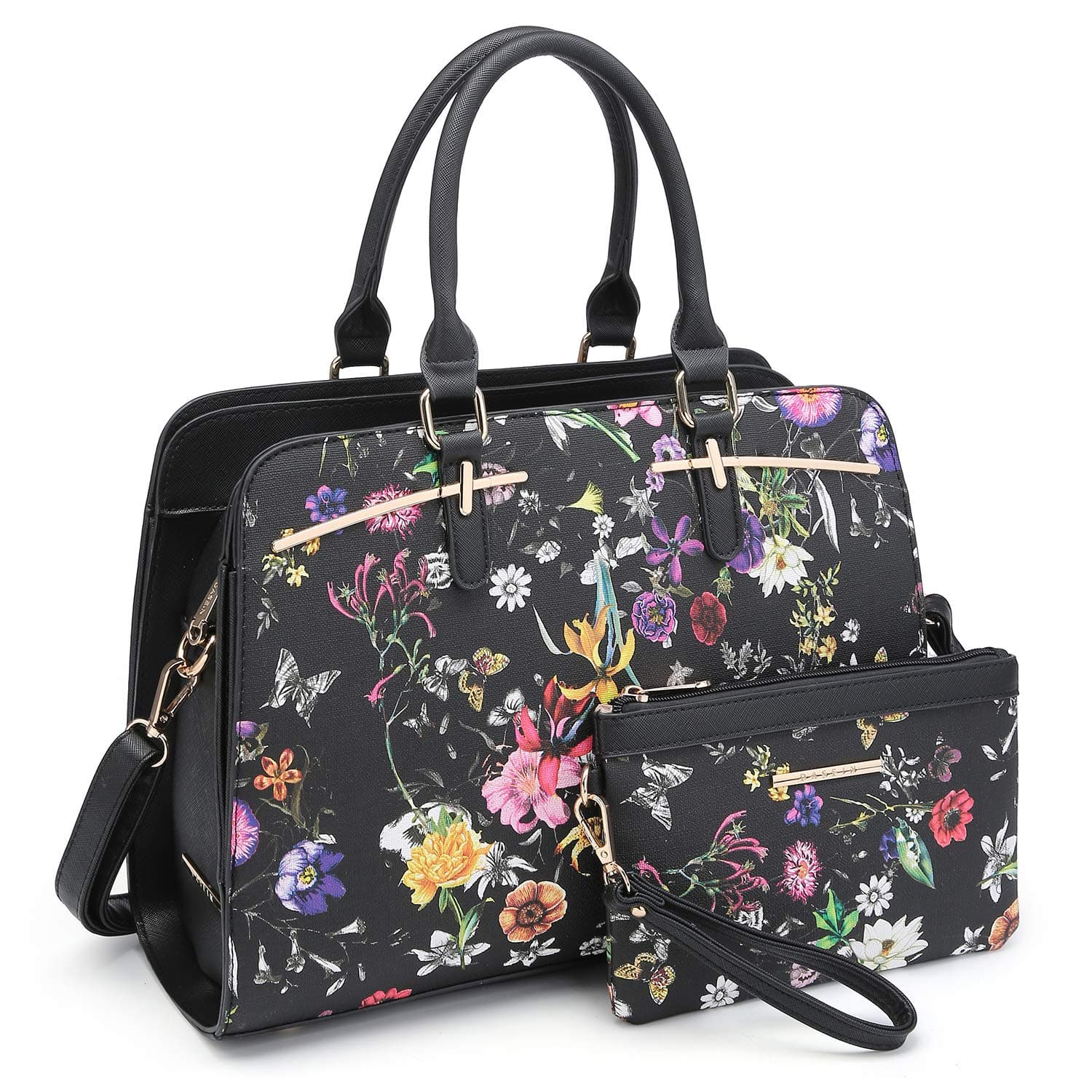 DaseinWomen Satchel Handbags Shoulder Purses Totes Top Handle Work Bags with 3 Compartments