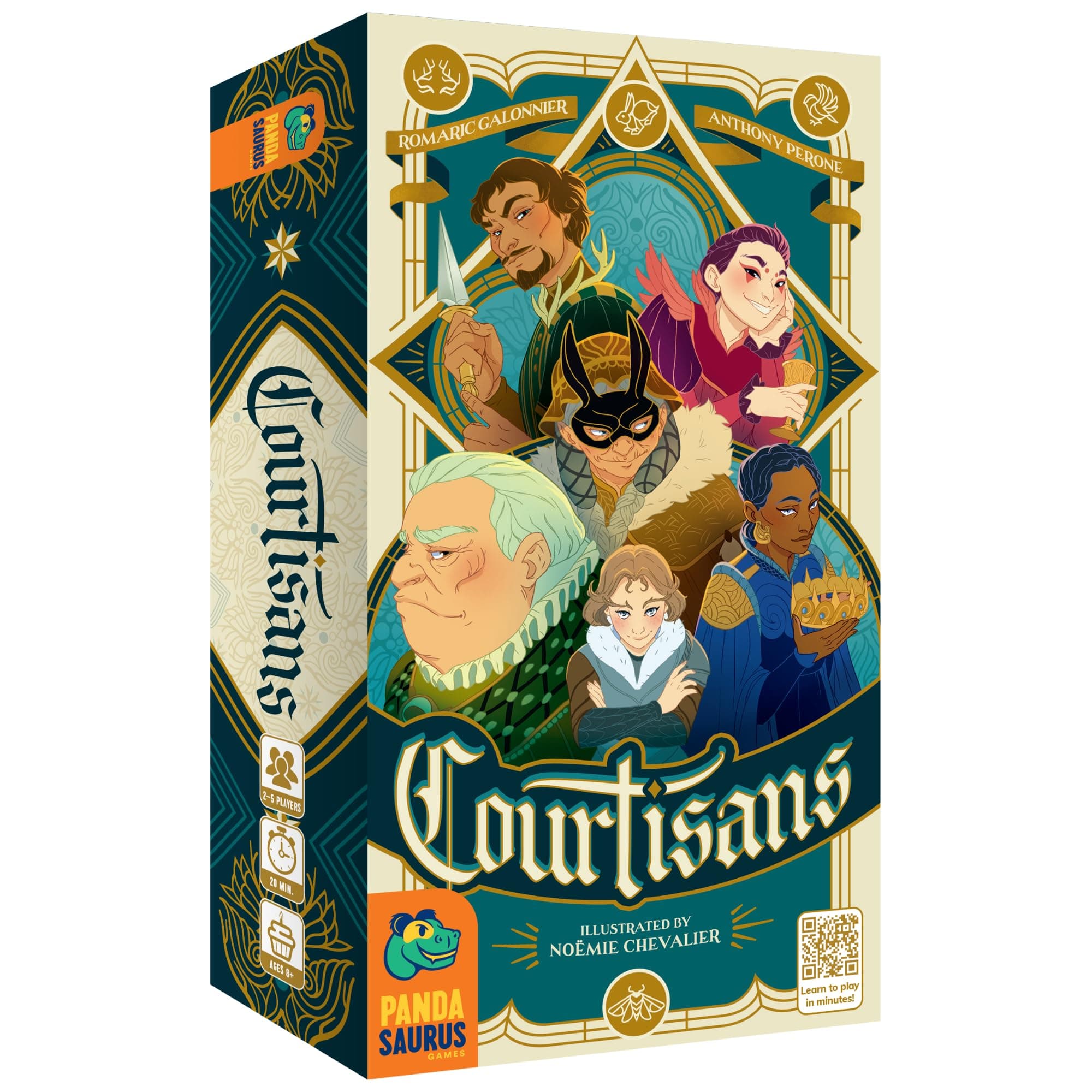 Courtisans Card Game - Navigate Intrigue and Influence at The Queen's Banquet! Strategy Game, Fun Family Game for Kids & Adults, Ages 8+, 2-5 Players, 20-30 Min Playtime, Made by Pandasaurus Games