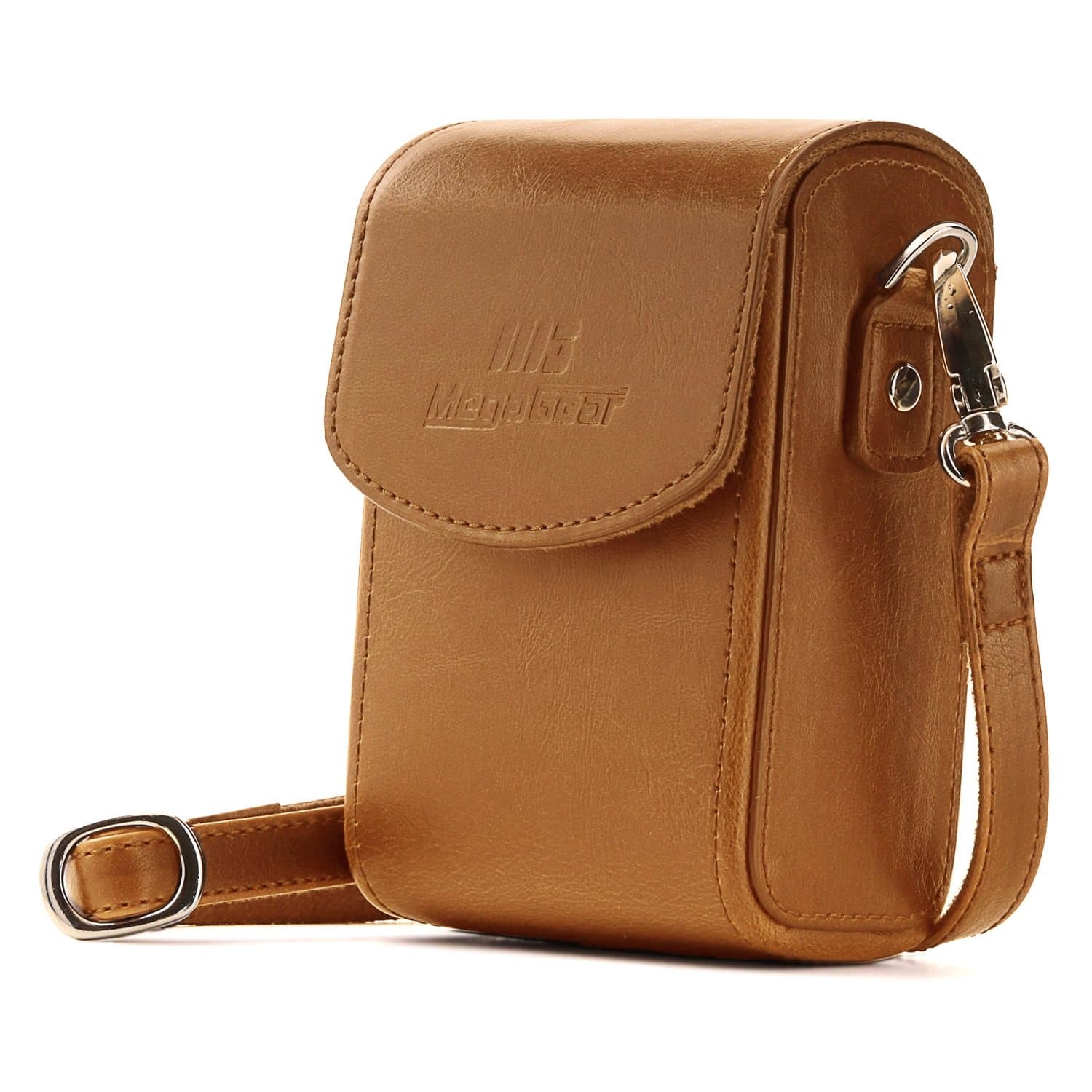 MegaGearMG768 Canon PowerShot G7 X Mark II, G7 X Leather Camera Case with Strap - Light Brown