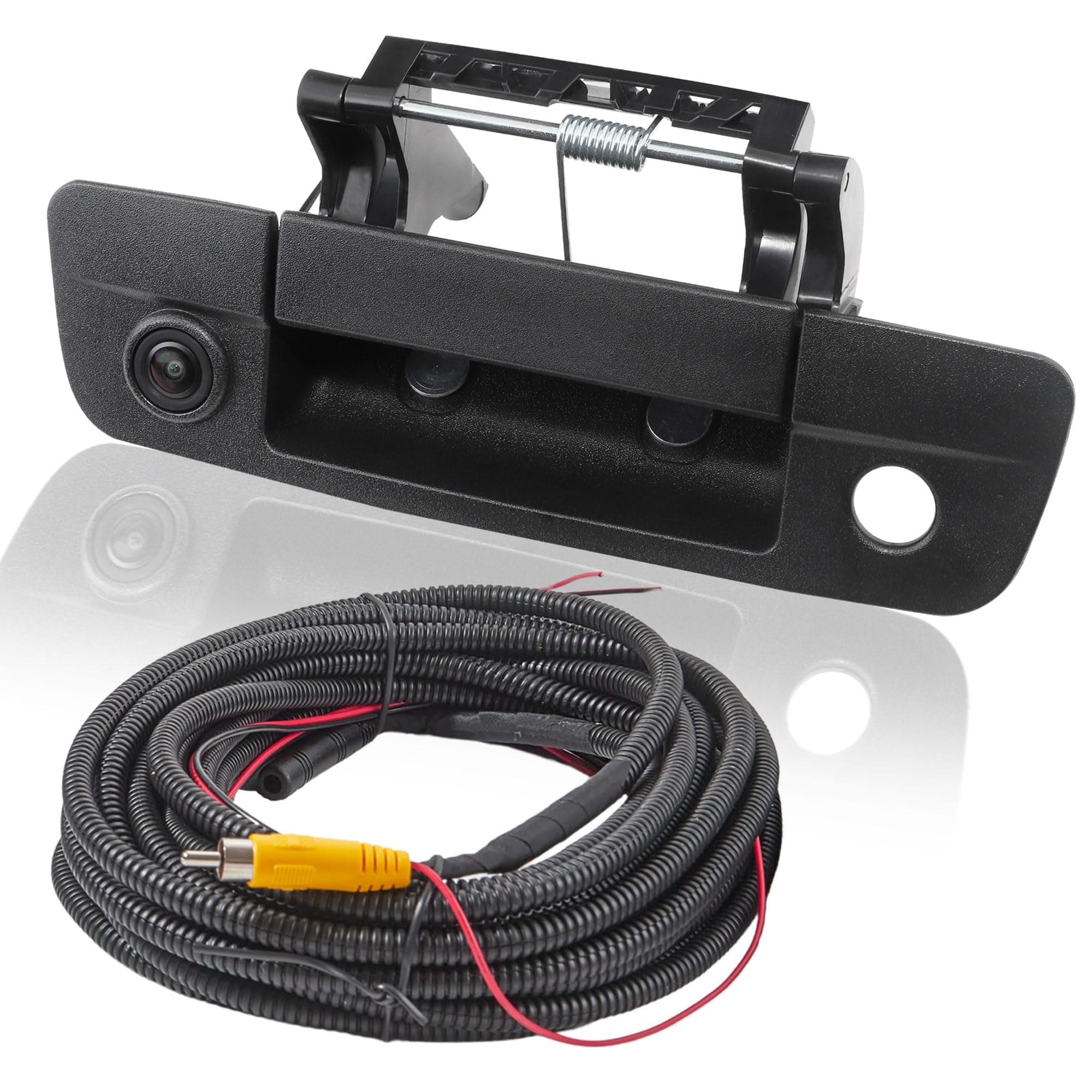 EWAY Tailgate Handle Backup Camera for 2009-2017 Dodge Ram 1500 2500 3500, Replacement Locking Tailgate Liftgate Latch Door Handle Rear View Reverse Back Up Camera RCA Connector with Key Hole