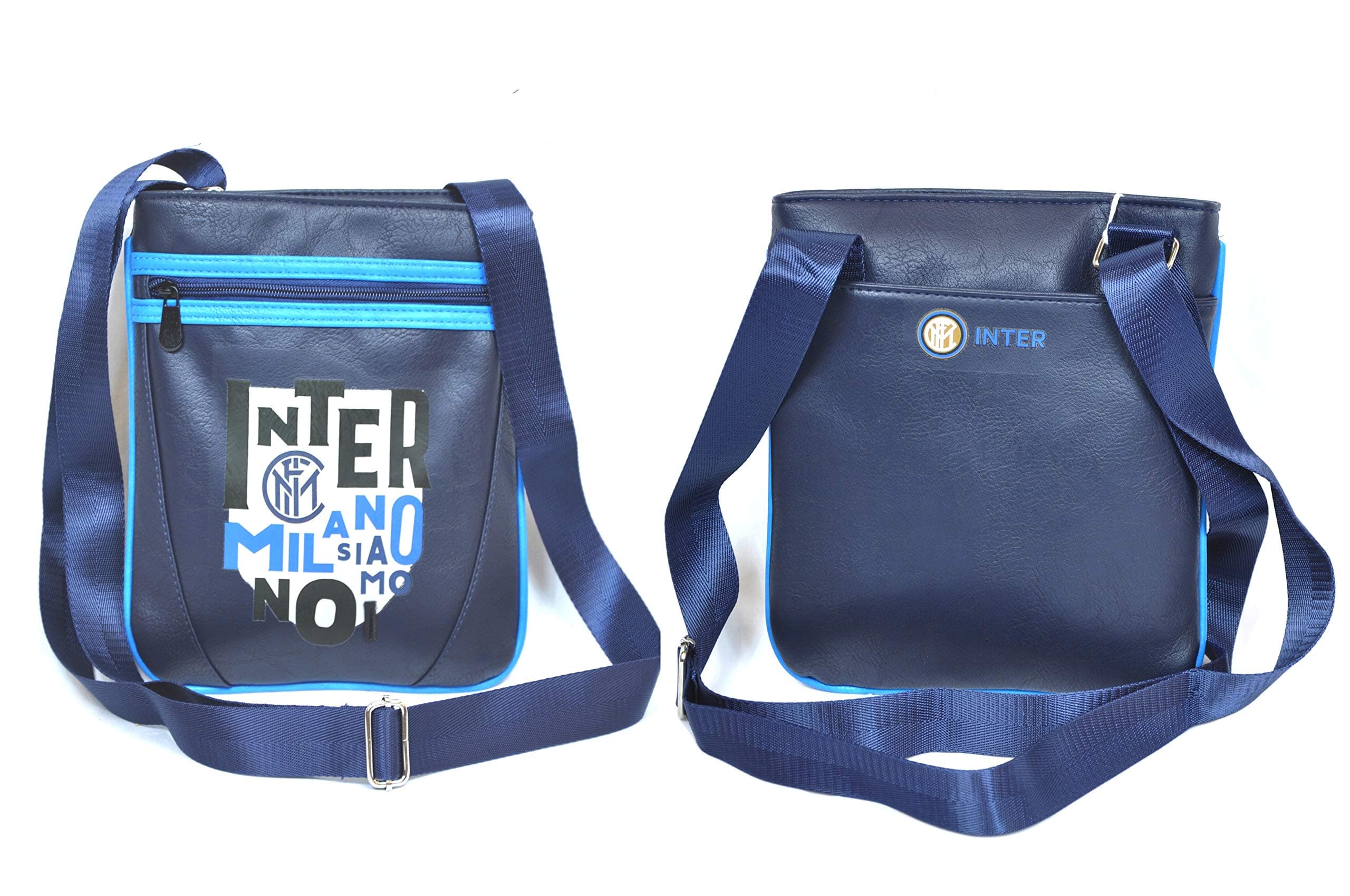 Enzo Castellano Bag With Shoulder Strap Inter Official Product Black Light Blue Faux Leather Football