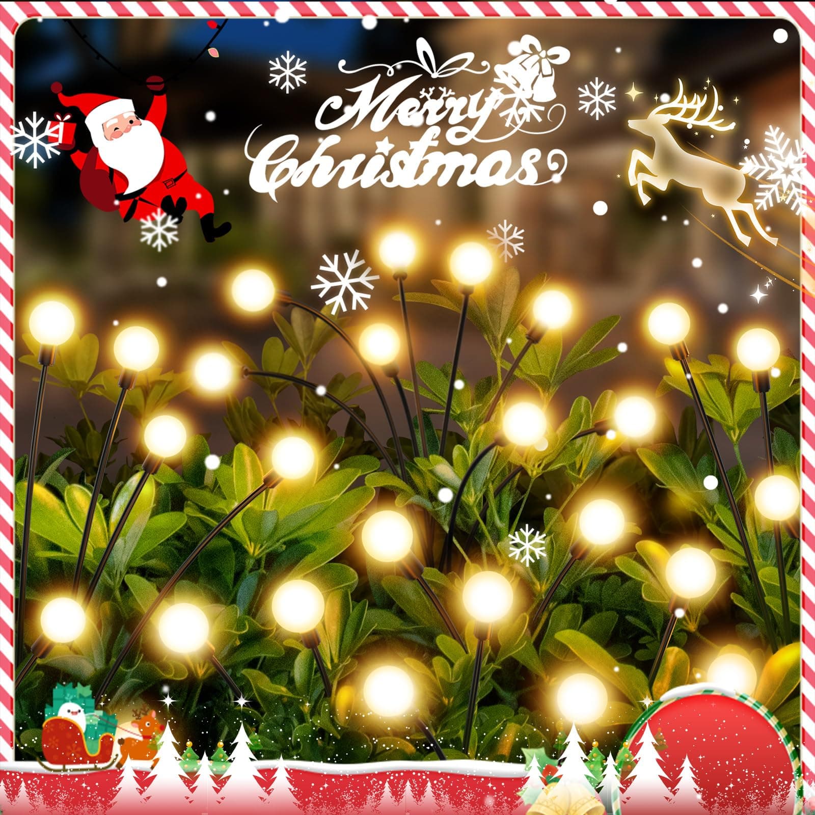 URAGO Solar Garden Lights, New Upgraded 4 Pack Solar Powered Firefly Lights