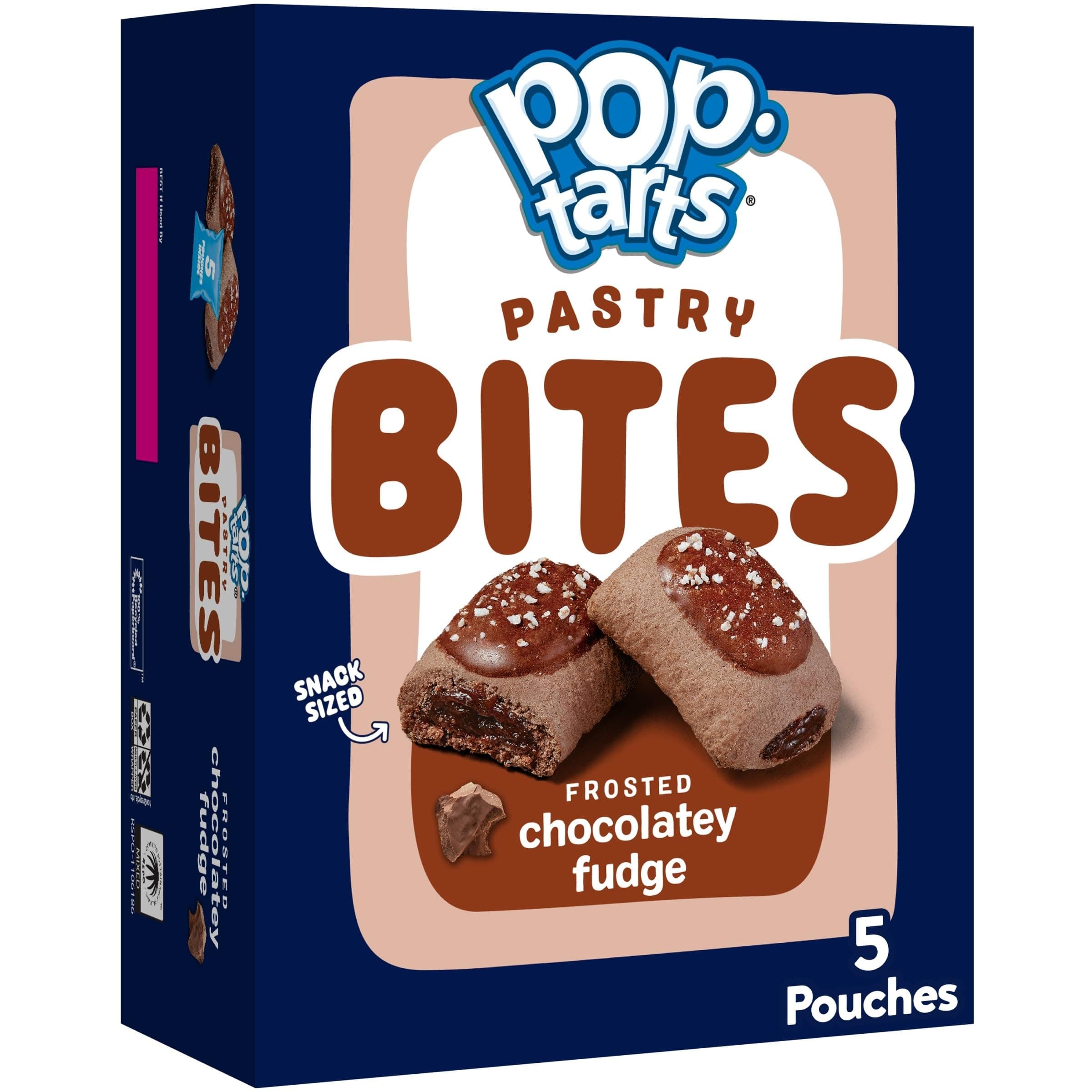 Pop-Tarts Baked Pastry Bites, Kids Snacks, School Lunch, Frosted Chocolatey Fudge, 7oz Box (5 Pouches)